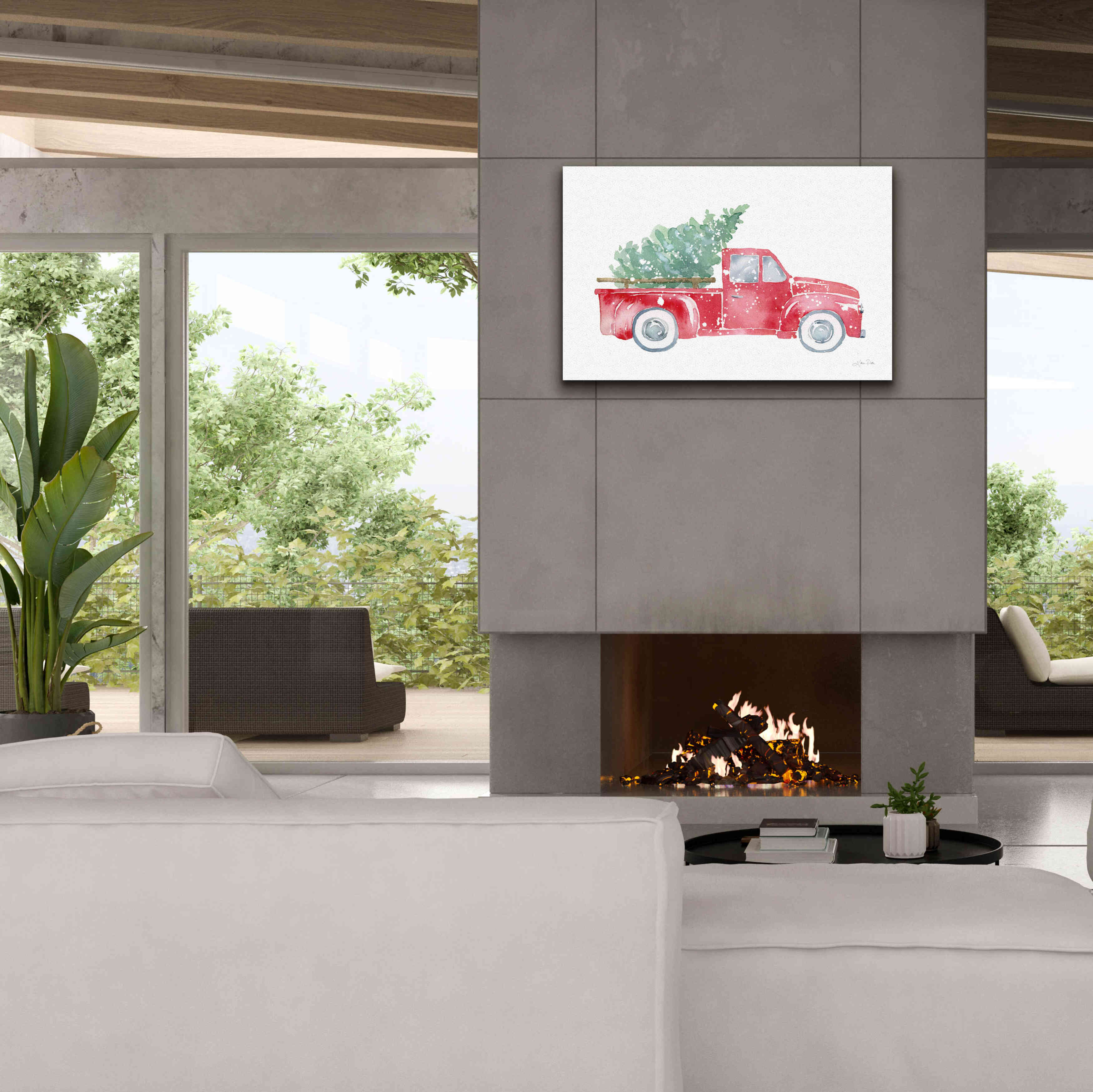 'Christmas Truck' by Katrina Pete, Giclee Canvas Wall Art,40x26
