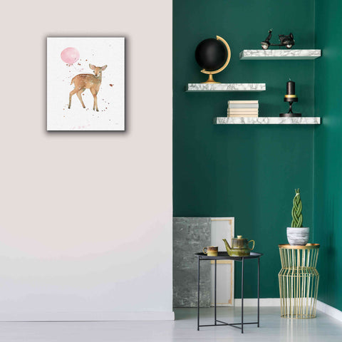 Image of 'Festive Fawn Pink Balloon' by Katrina Pete, Giclee Canvas Wall Art,20x24