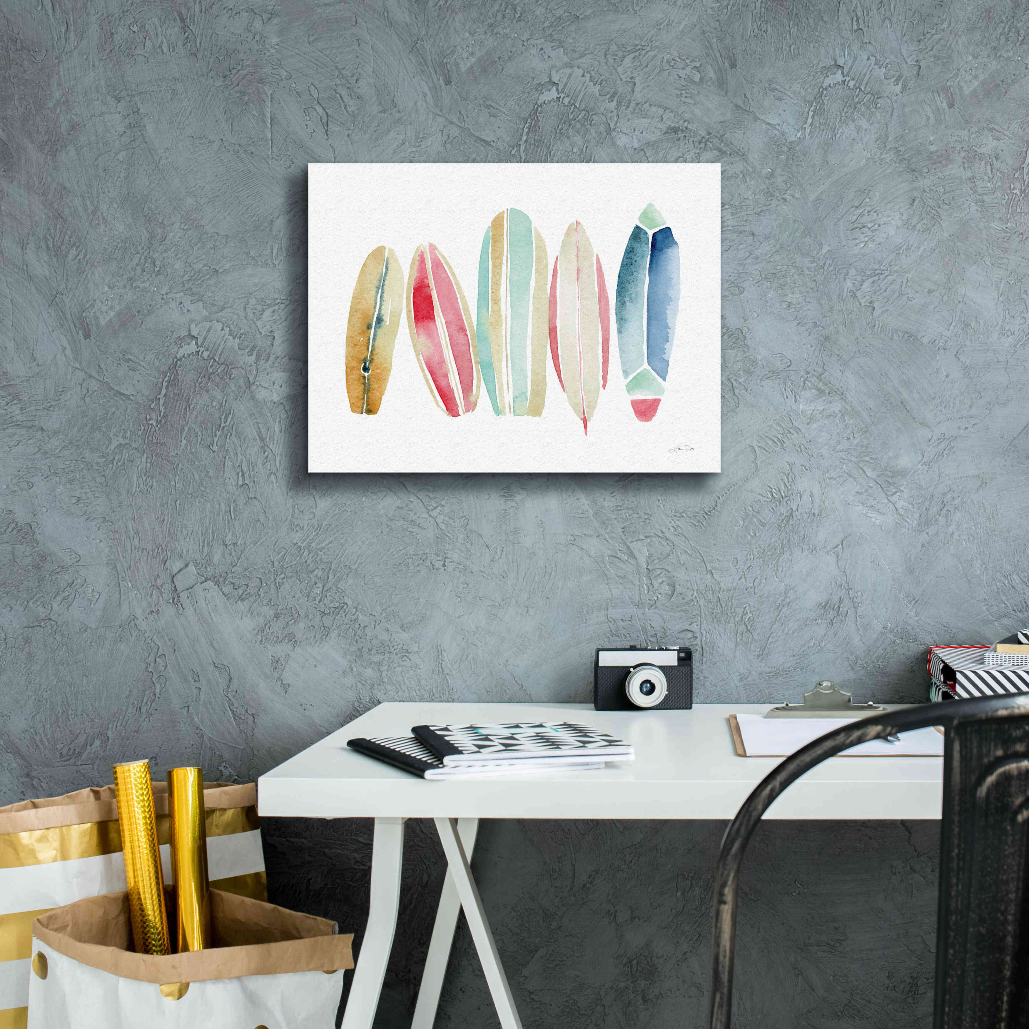 'Surfboards in a Row' by Katrina Pete, Giclee Canvas Wall Art,16x12