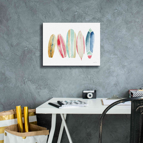 Image of 'Surfboards in a Row' by Katrina Pete, Giclee Canvas Wall Art,16x12