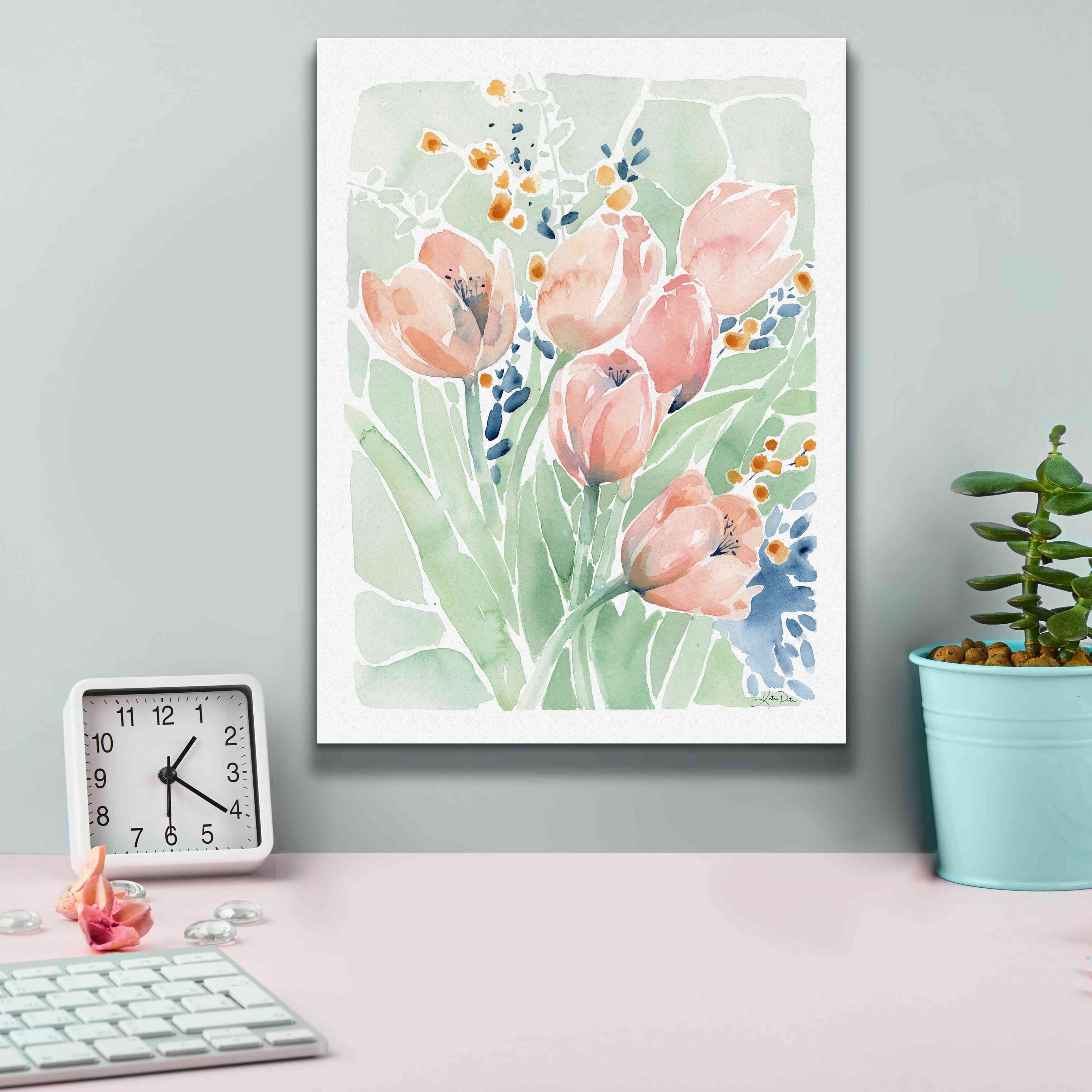 'Tulip Spray' by Katrina Pete, Giclee Canvas Wall Art,12x16