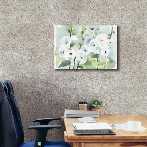Image of 'White Hollyhocks' by Katrina Pete, Giclee Canvas Wall Art,26x18