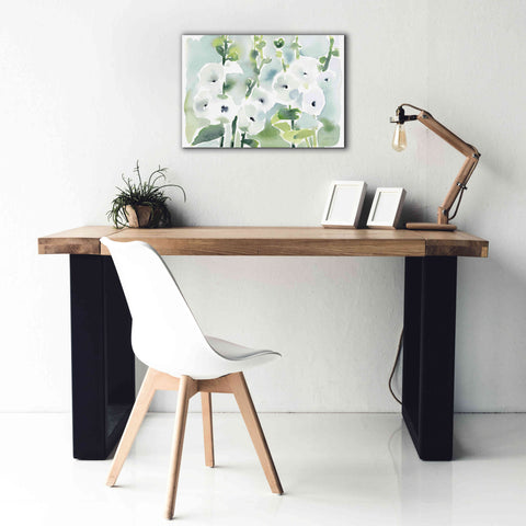 Image of 'White Hollyhocks' by Katrina Pete, Giclee Canvas Wall Art,26x18