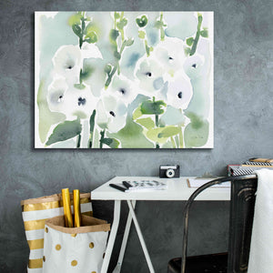 'White Hollyhocks' by Katrina Pete, Giclee Canvas Wall Art,34x26