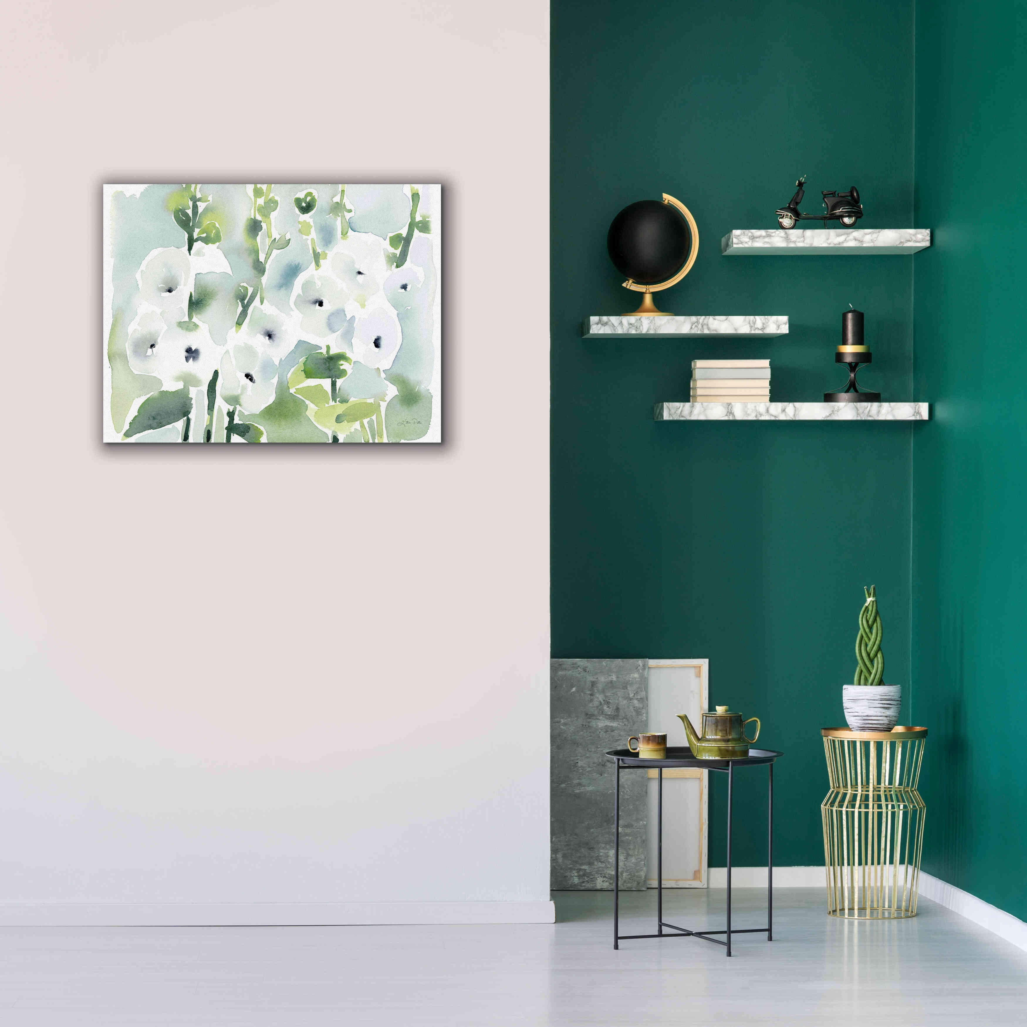 'White Hollyhocks' by Katrina Pete, Giclee Canvas Wall Art,34x26