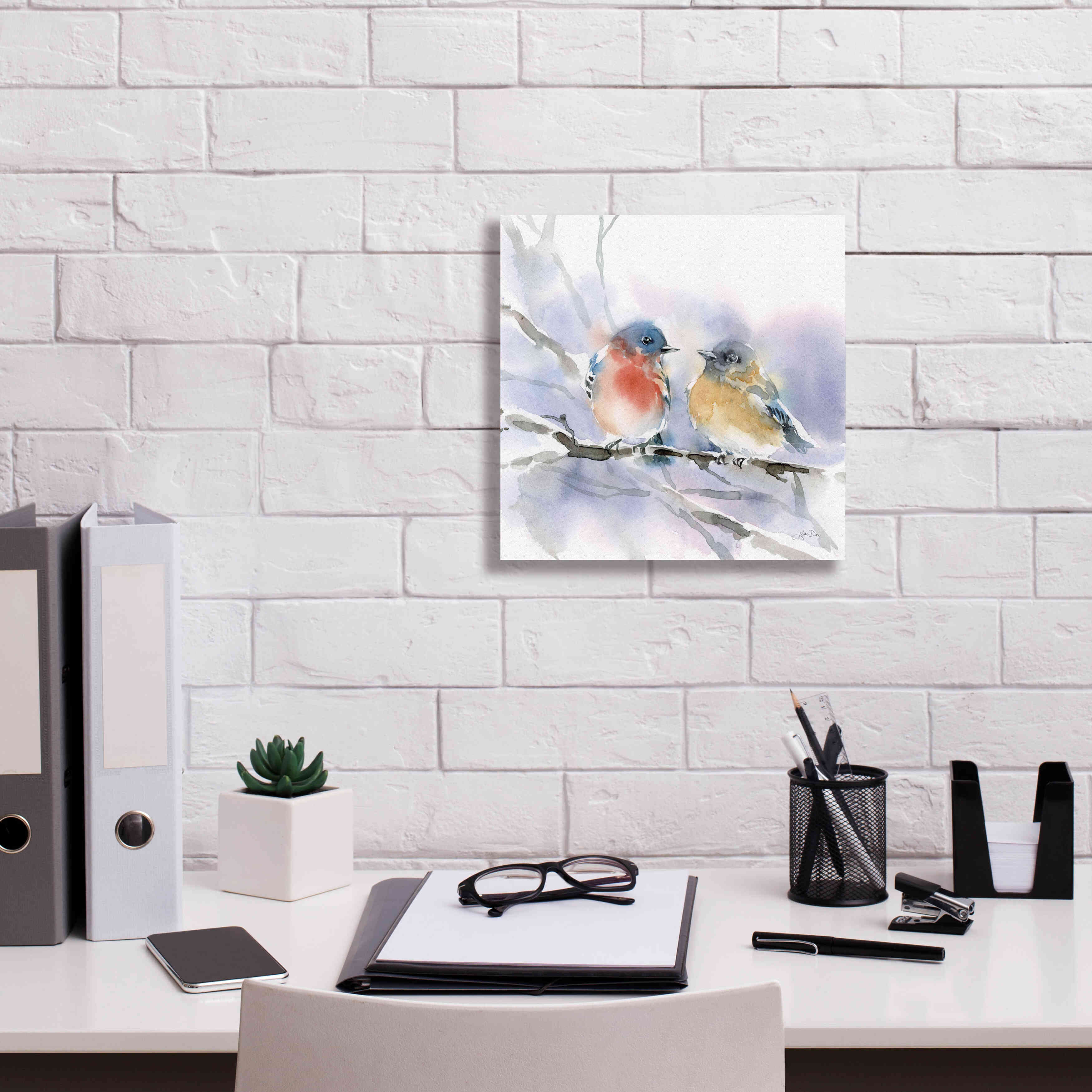 'Bluebird Pair' by Katrina Pete, Giclee Canvas Wall Art,12x12