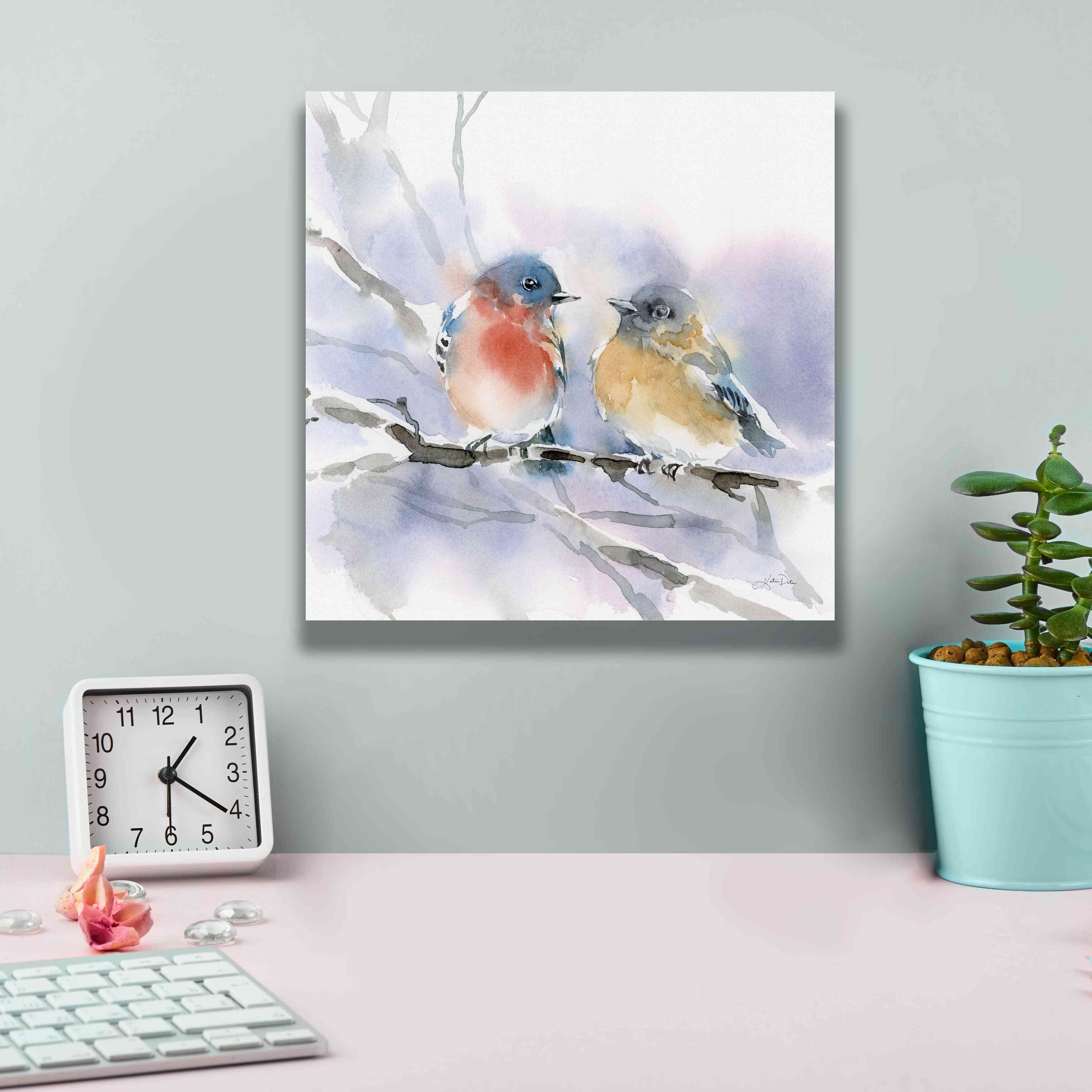 'Bluebird Pair' by Katrina Pete, Giclee Canvas Wall Art,12x12