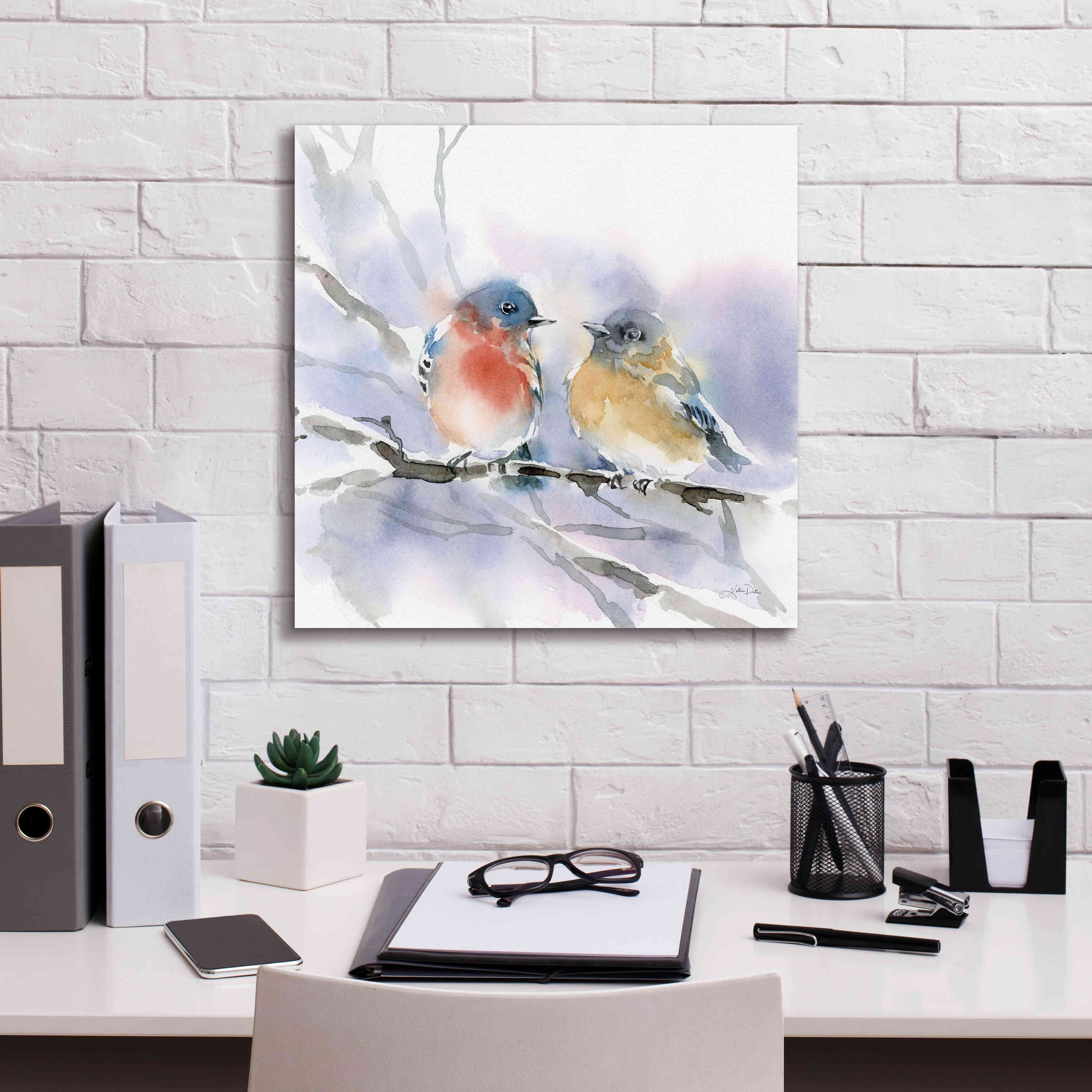 'Bluebird Pair' by Katrina Pete, Giclee Canvas Wall Art,18x18