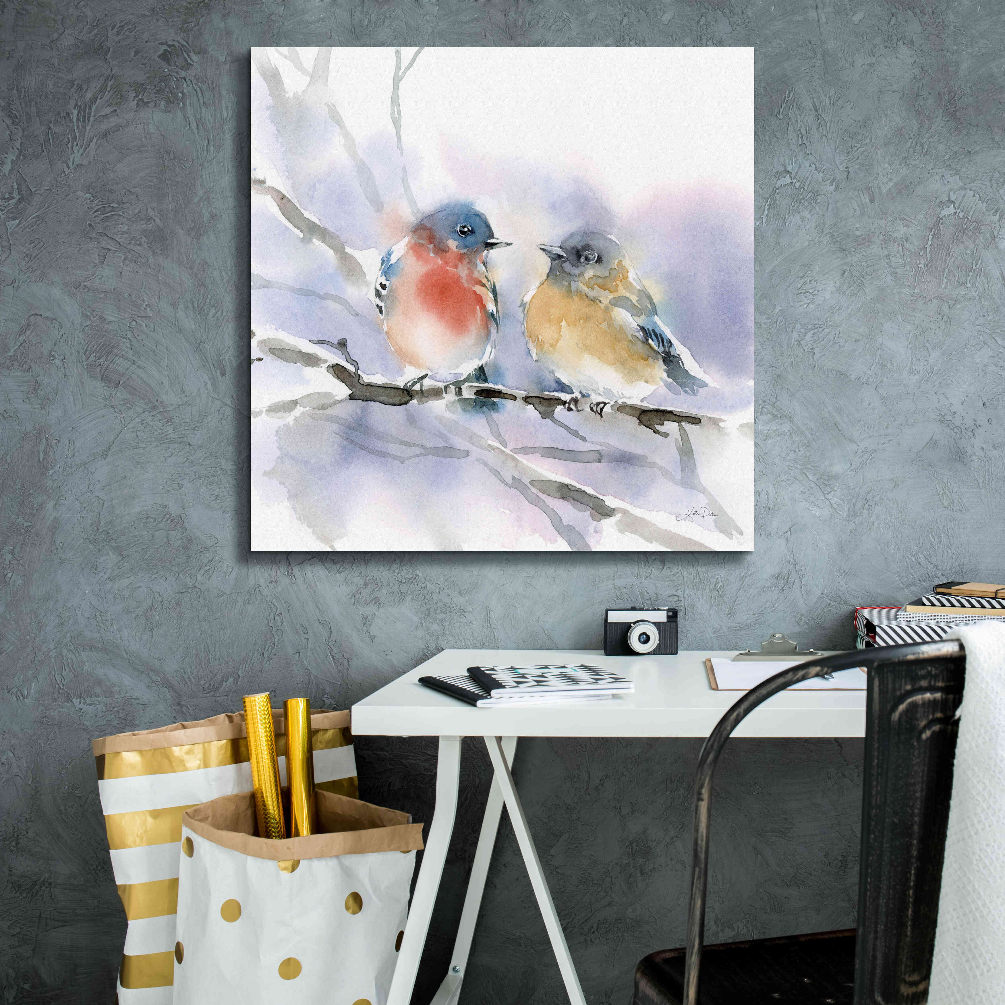 'Bluebird Pair' by Katrina Pete, Giclee Canvas Wall Art,26x26