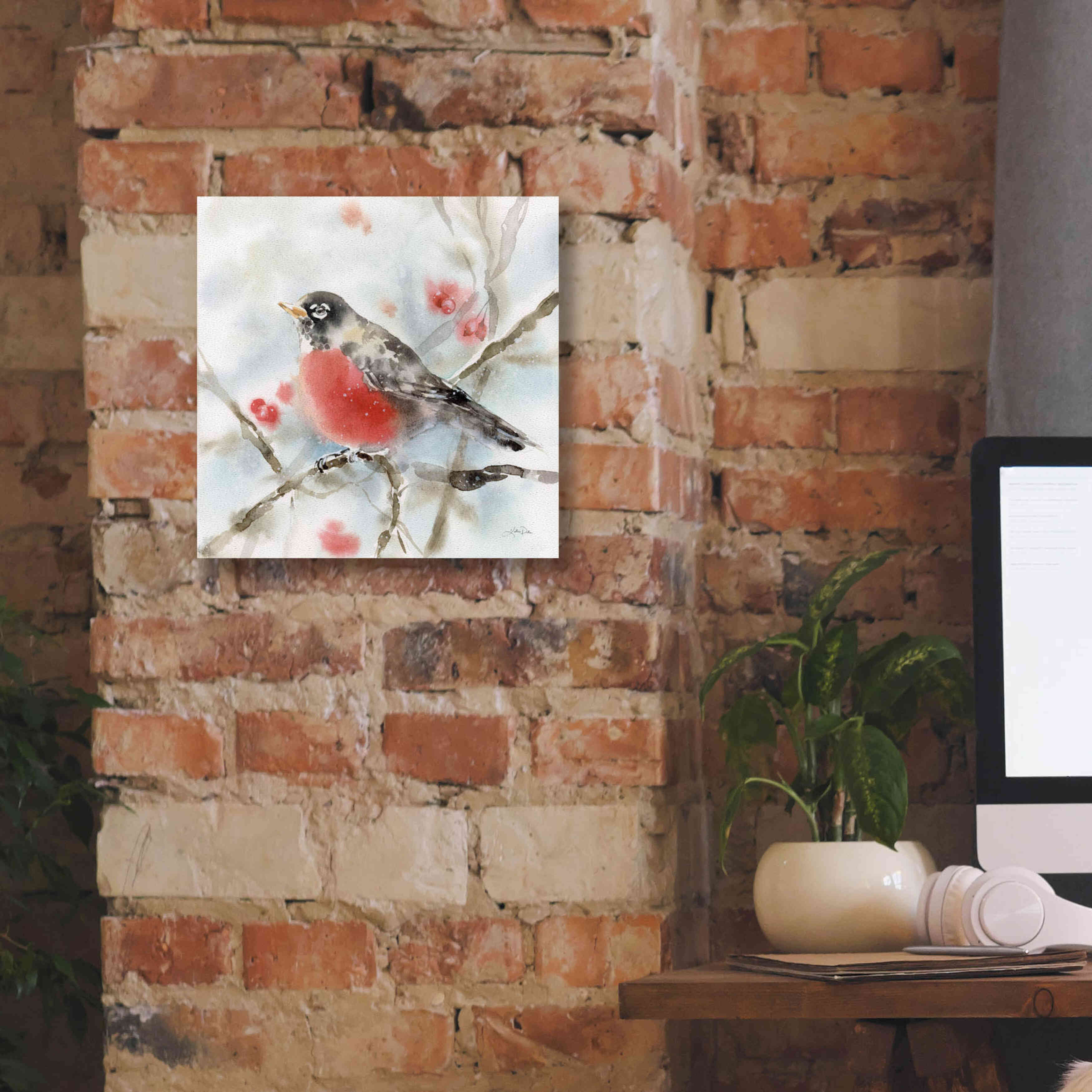 'Winter Robin' by Katrina Pete, Giclee Canvas Wall Art,12x12