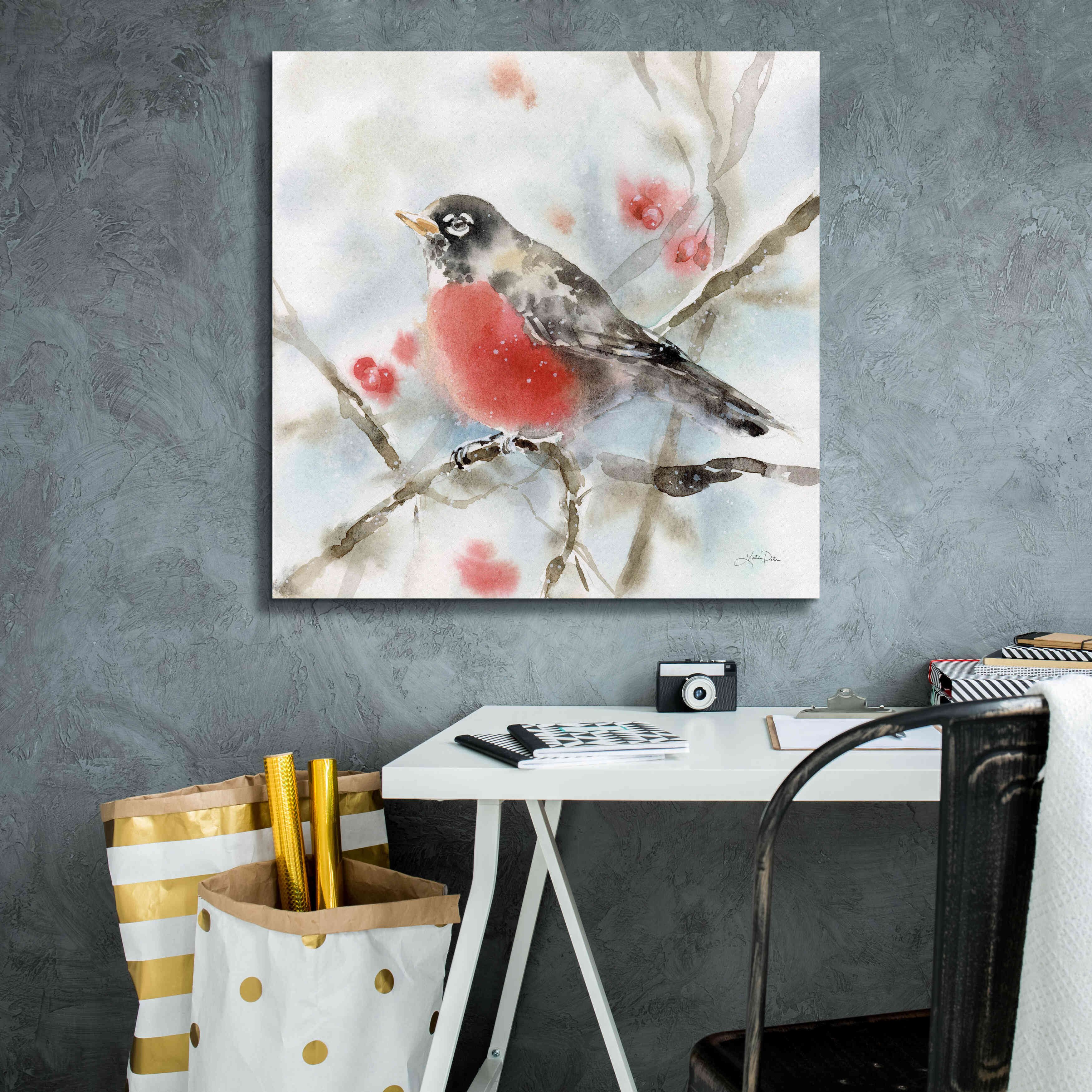 'Winter Robin' by Katrina Pete, Giclee Canvas Wall Art,26x26