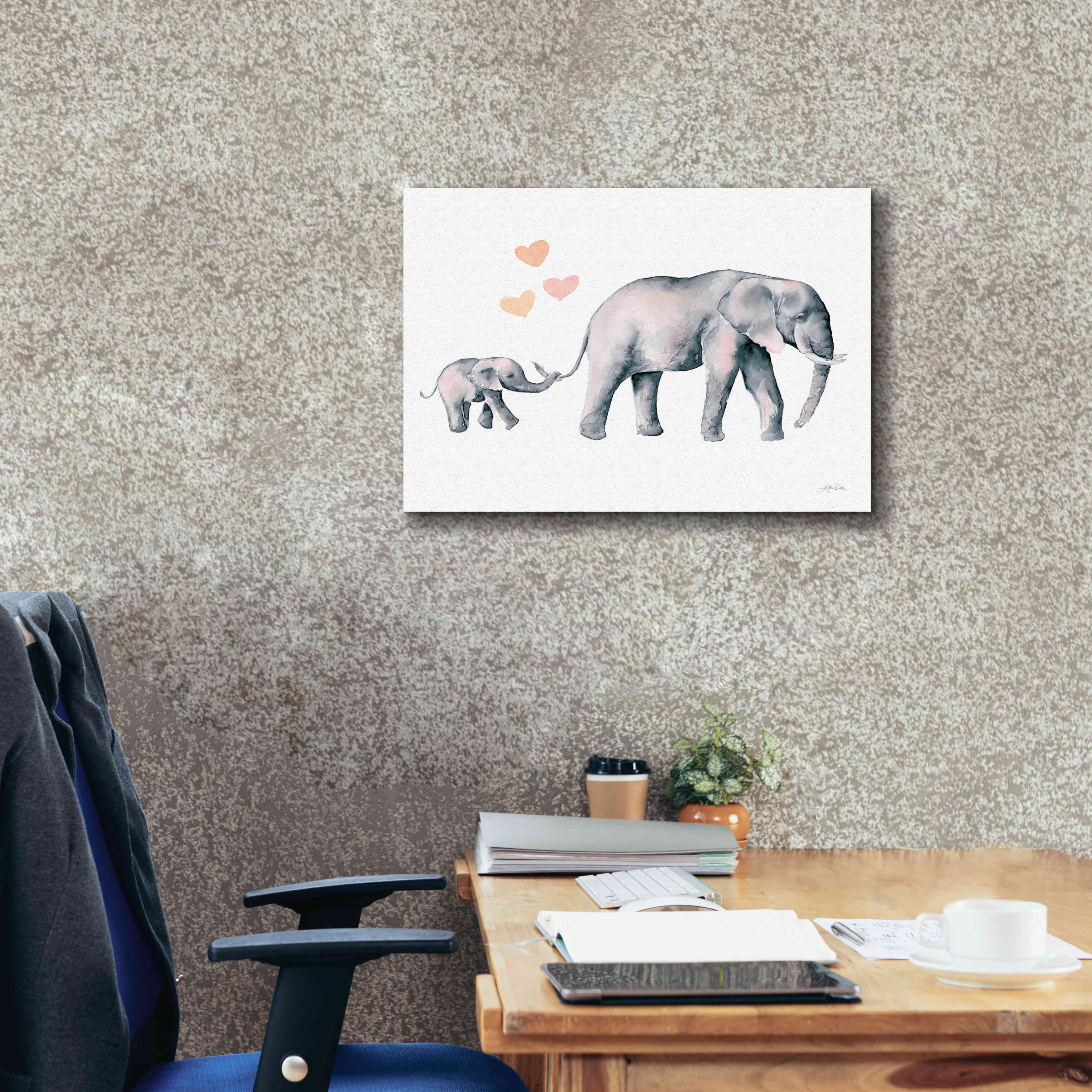 'Elephant Love' by Katrina Pete, Giclee Canvas Wall Art,24x20