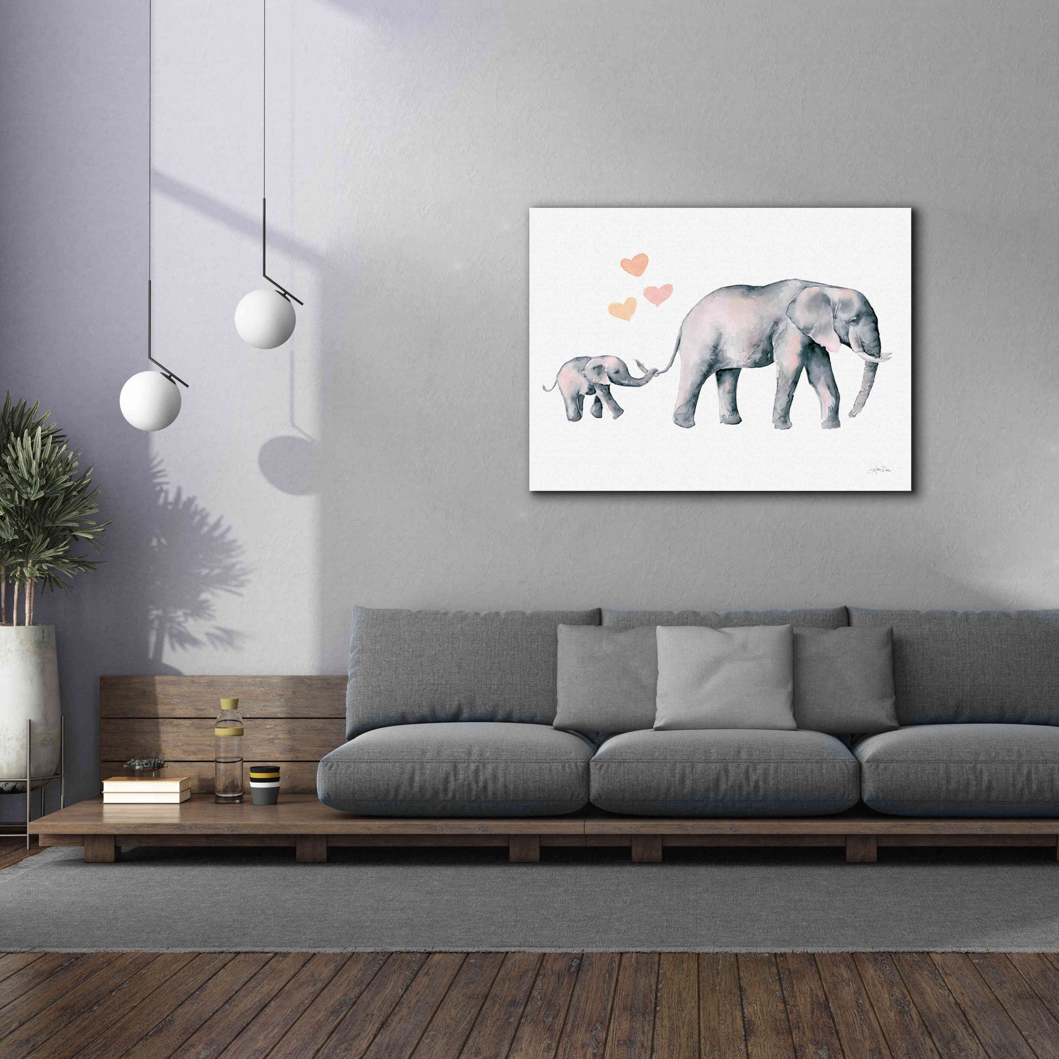 'Elephant Love' by Katrina Pete, Giclee Canvas Wall Art,54x40