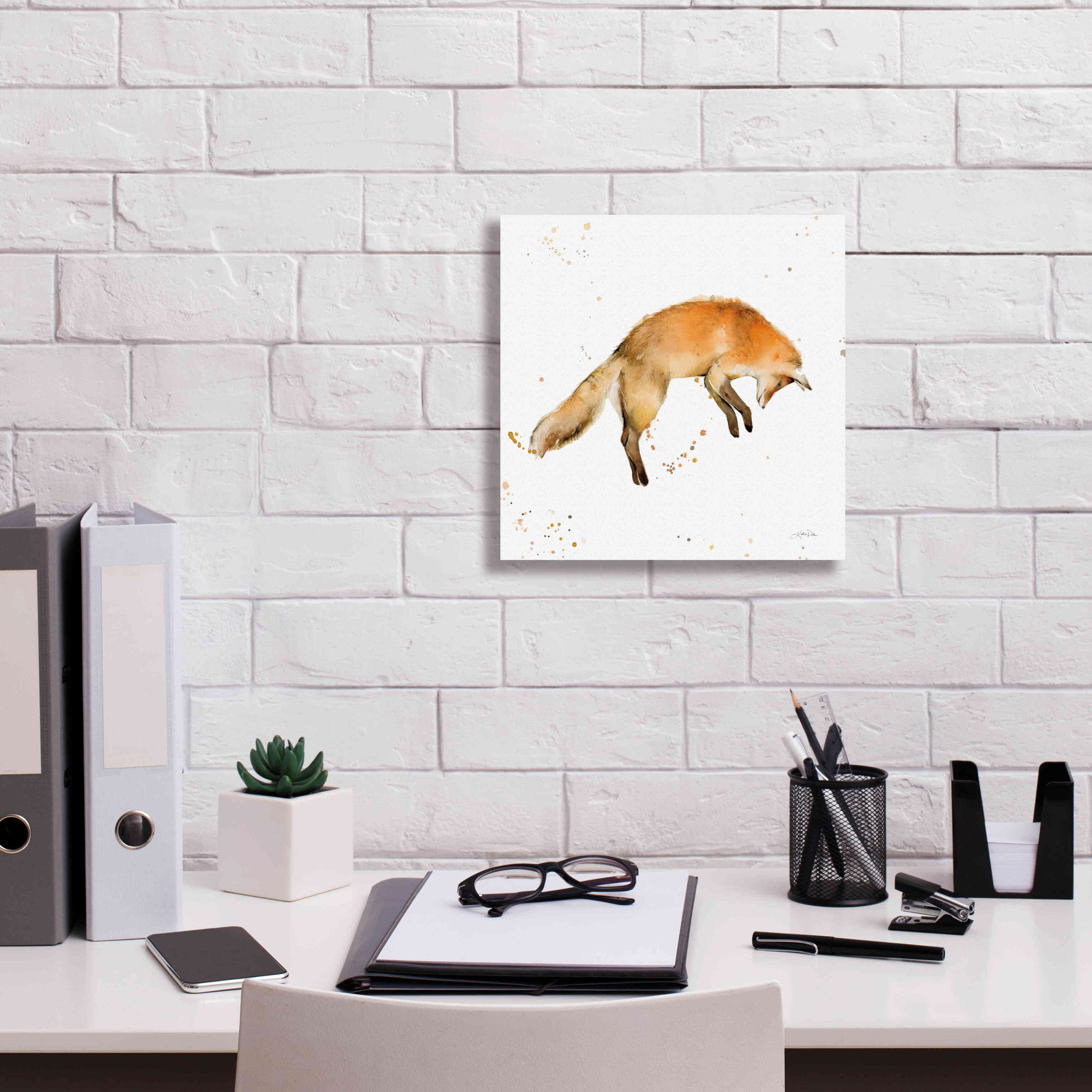 'Jumping Fox' by Katrina Pete, Giclee Canvas Wall Art,12x12