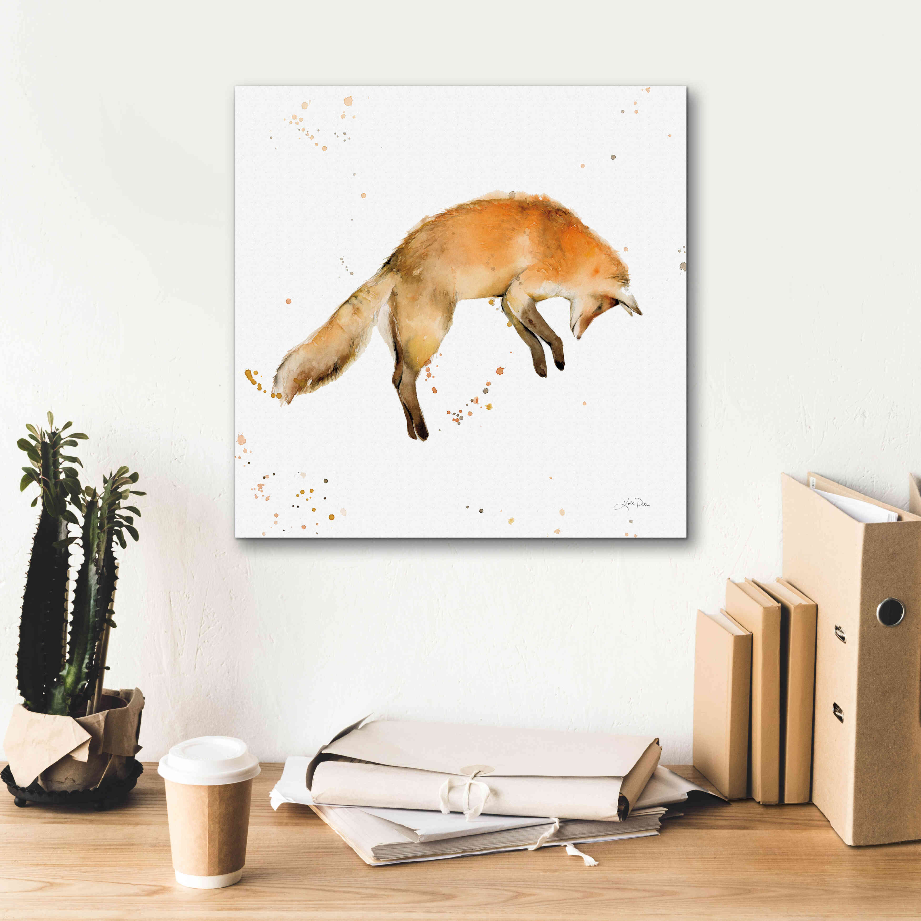 'Jumping Fox' by Katrina Pete, Giclee Canvas Wall Art,18x18