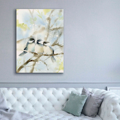 Image of 'Three Chickadees in Spring' by Katrina Pete, Giclee Canvas Wall Art,40x54