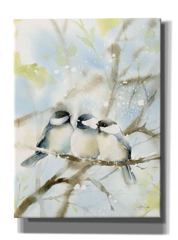Image of 'Three Chickadees in Spring' by Katrina Pete, Giclee Canvas Wall Art