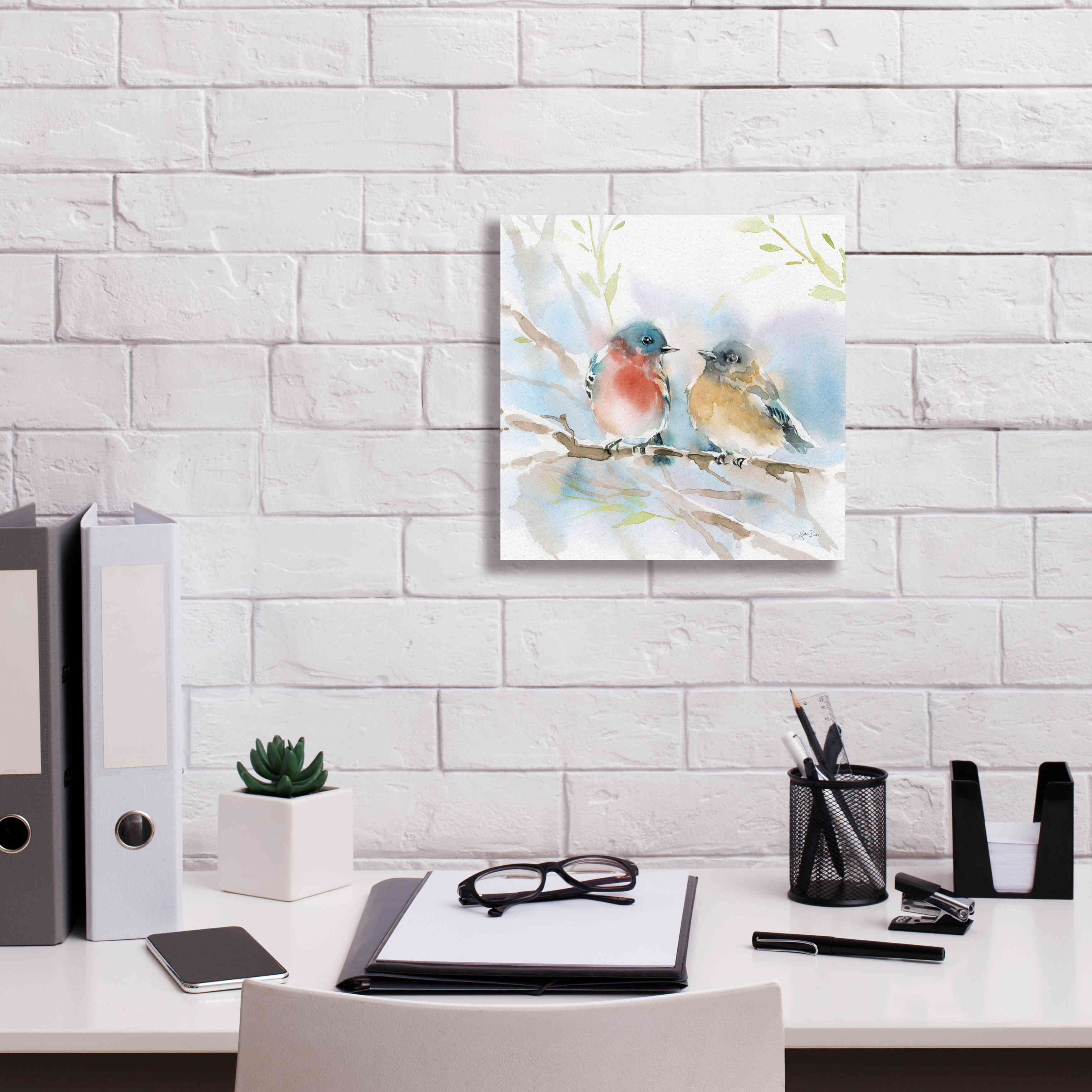 'Bluebird Pair in Spring' by Katrina Pete, Giclee Canvas Wall Art,12x12