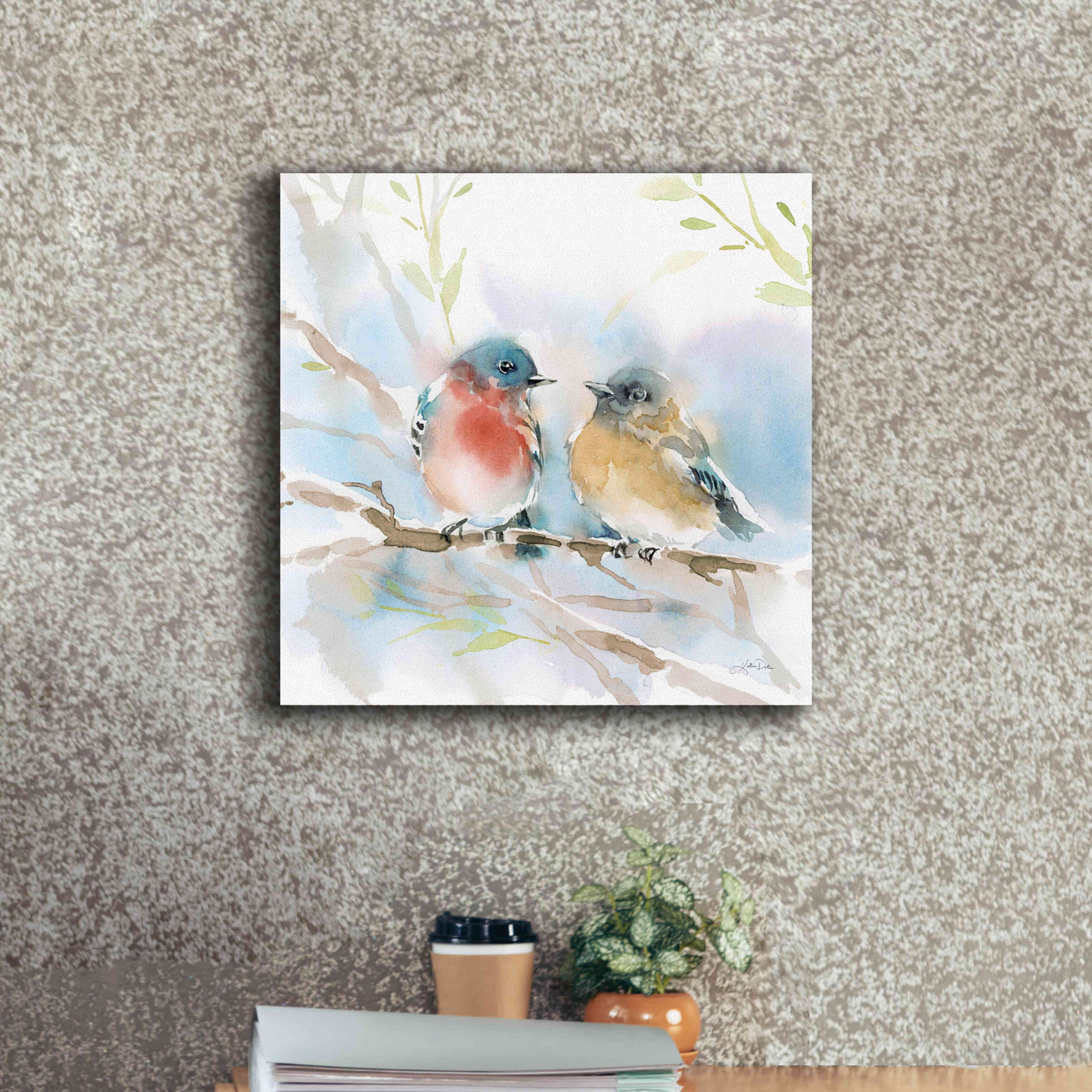 'Bluebird Pair in Spring' by Katrina Pete, Giclee Canvas Wall Art,18x18
