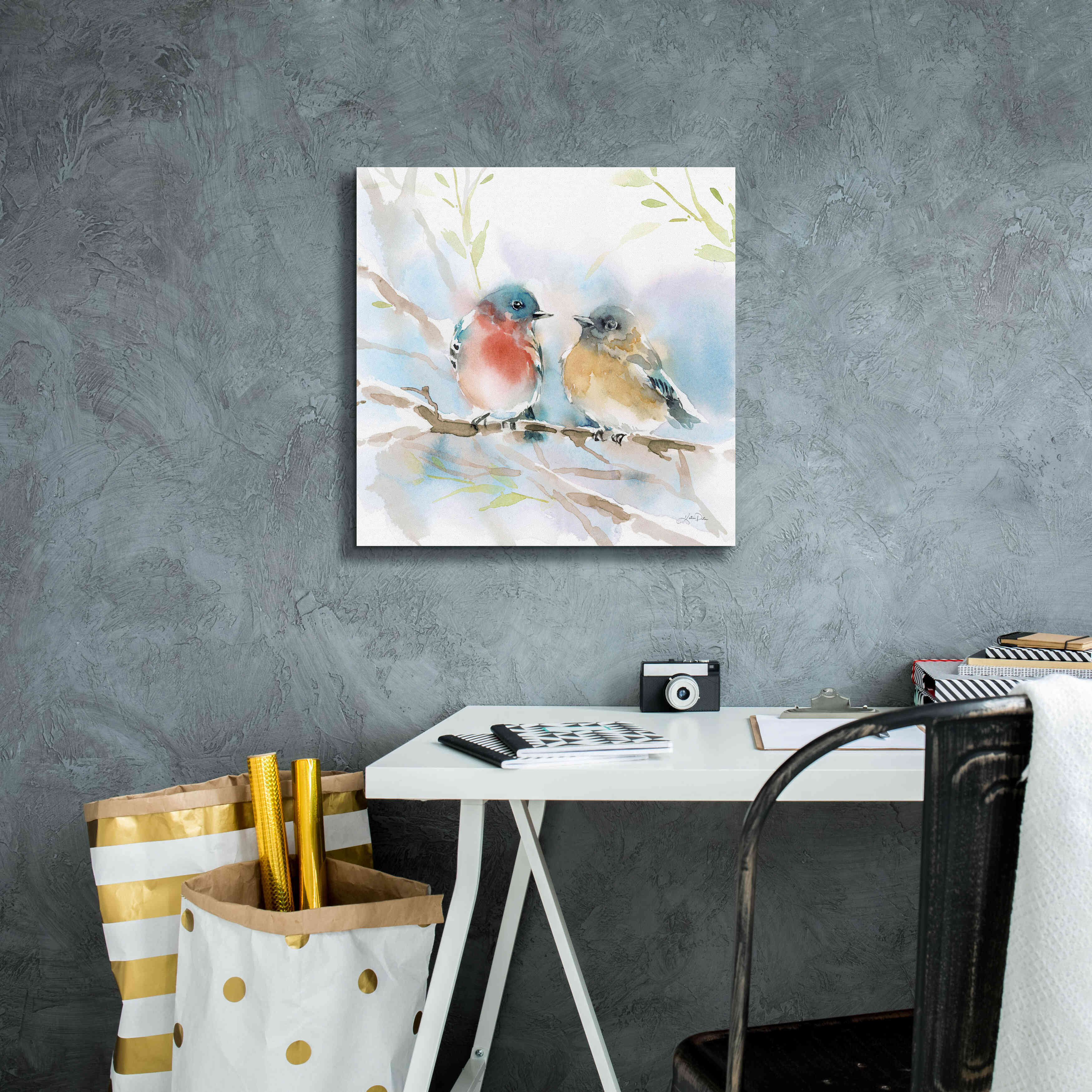 'Bluebird Pair in Spring' by Katrina Pete, Giclee Canvas Wall Art,18x18