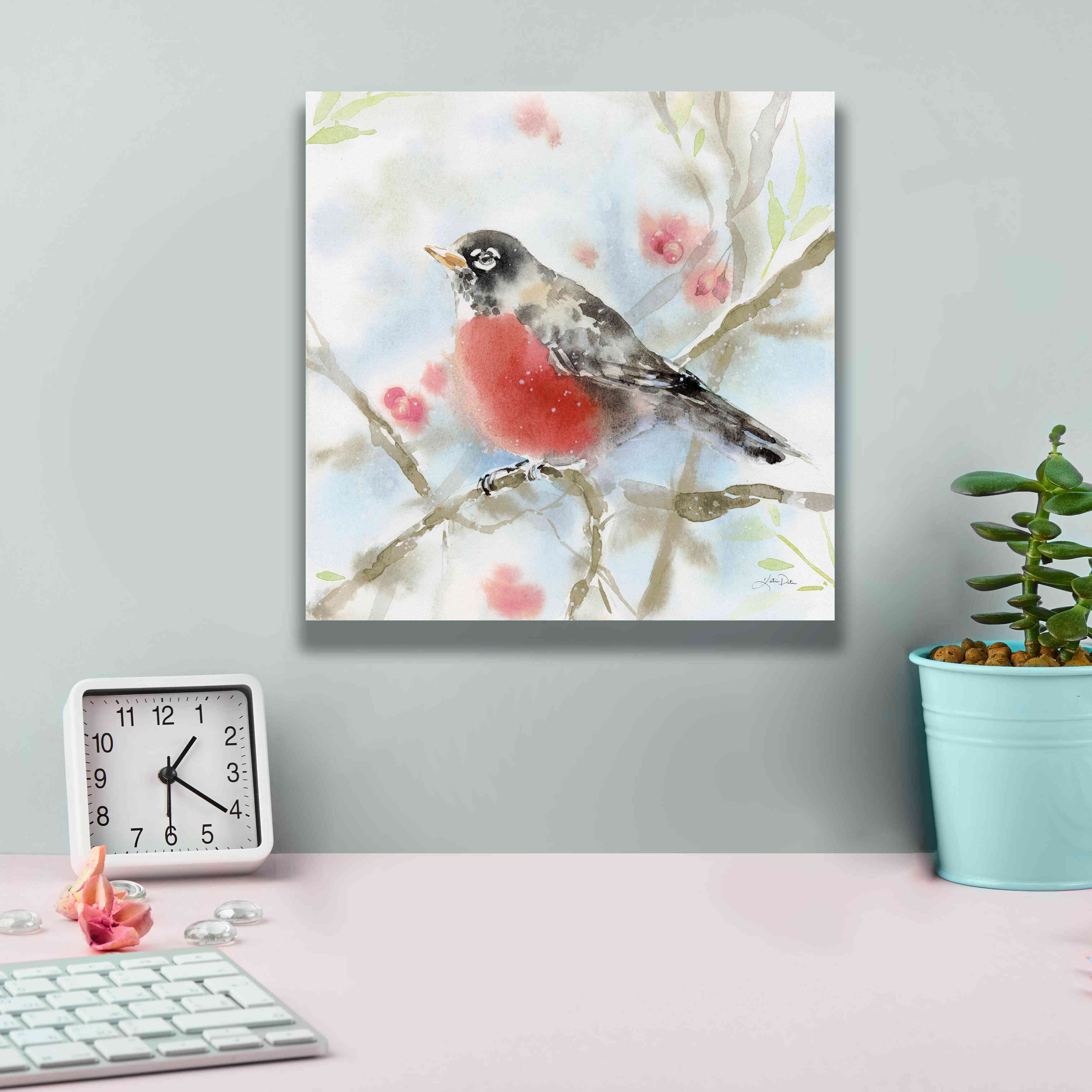 'Spring Robin' by Katrina Pete, Giclee Canvas Wall Art,12x12