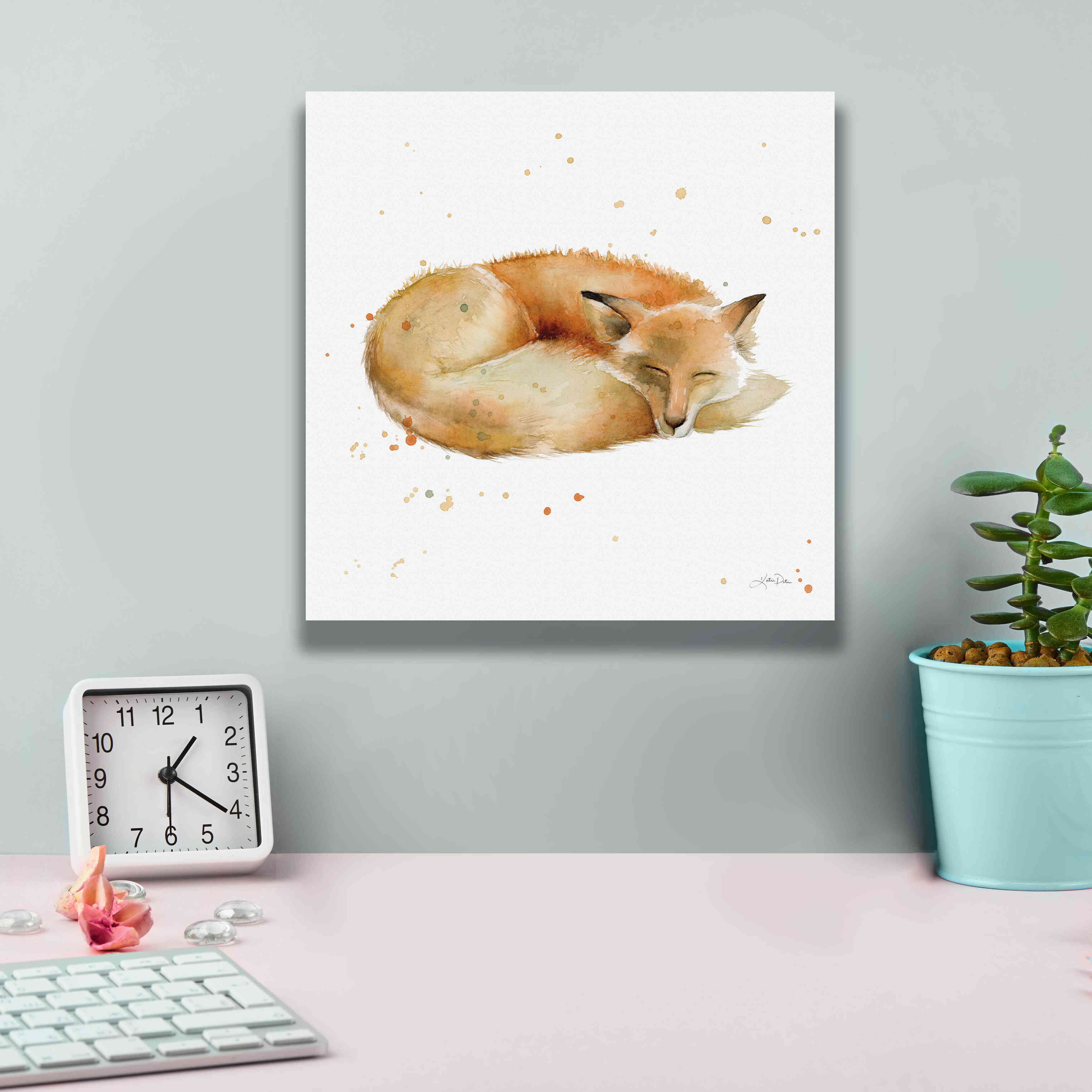 'Sleeping Fox' by Katrina Pete, Giclee Canvas Wall Art,12x12
