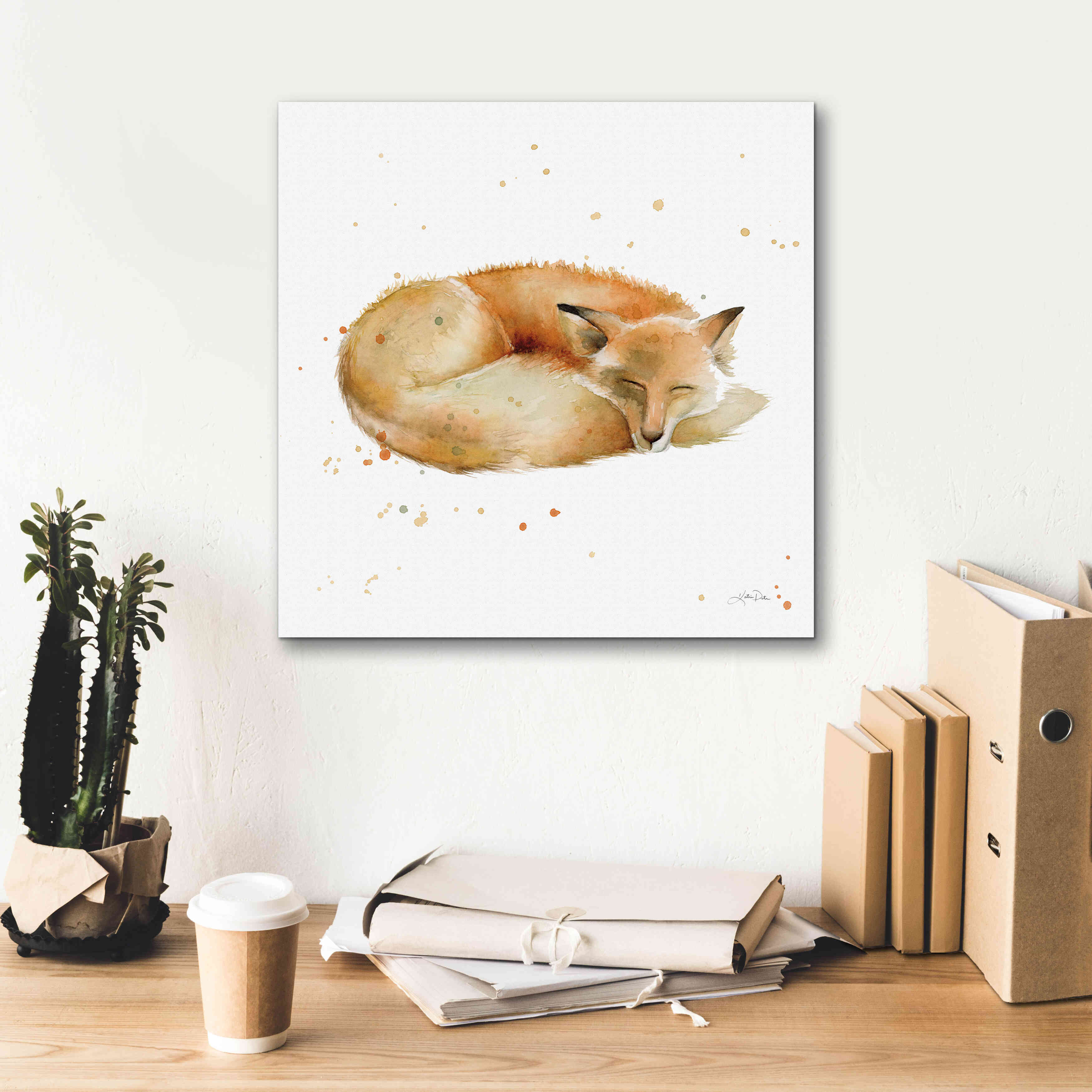 'Sleeping Fox' by Katrina Pete, Giclee Canvas Wall Art,18x18