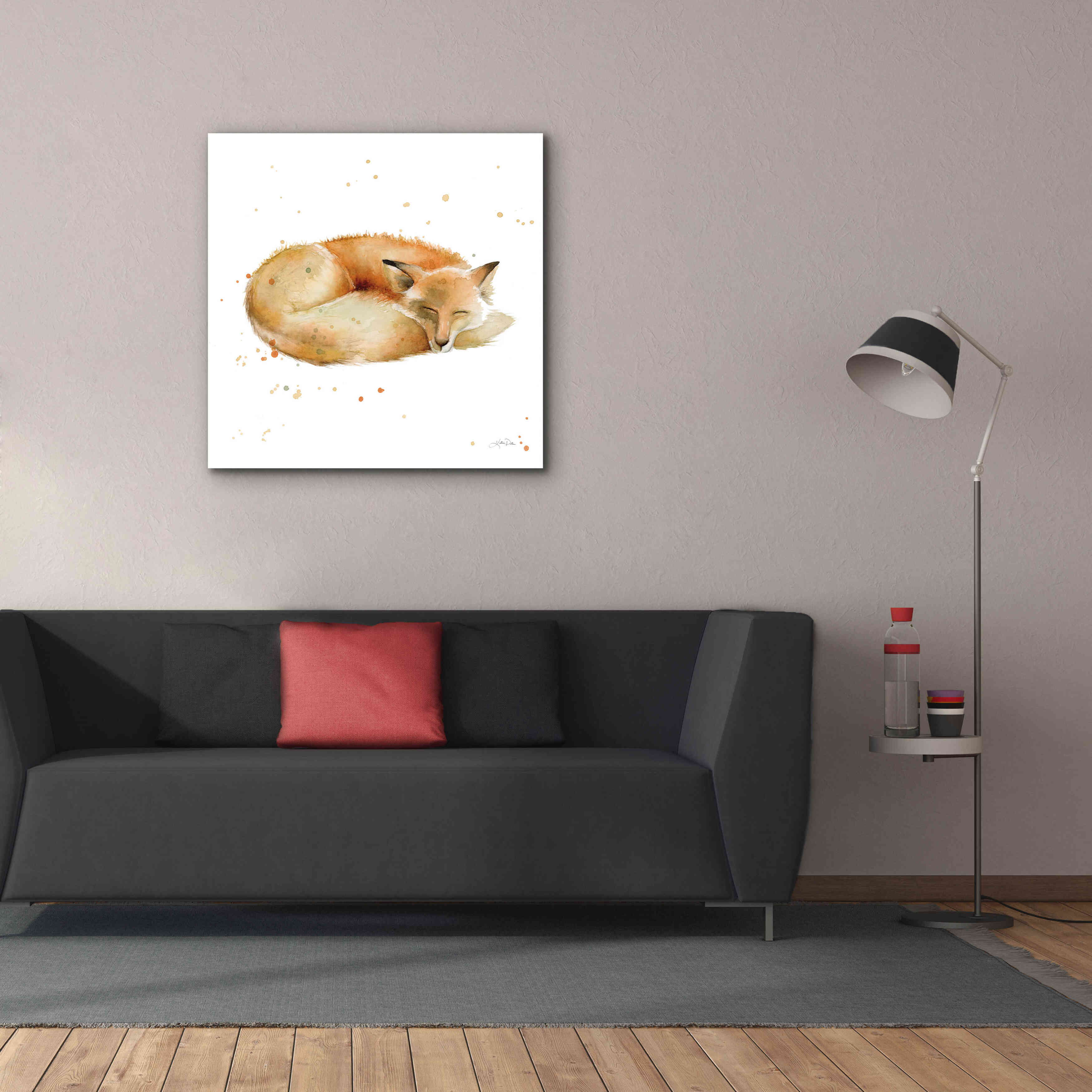 'Sleeping Fox' by Katrina Pete, Giclee Canvas Wall Art,37x37
