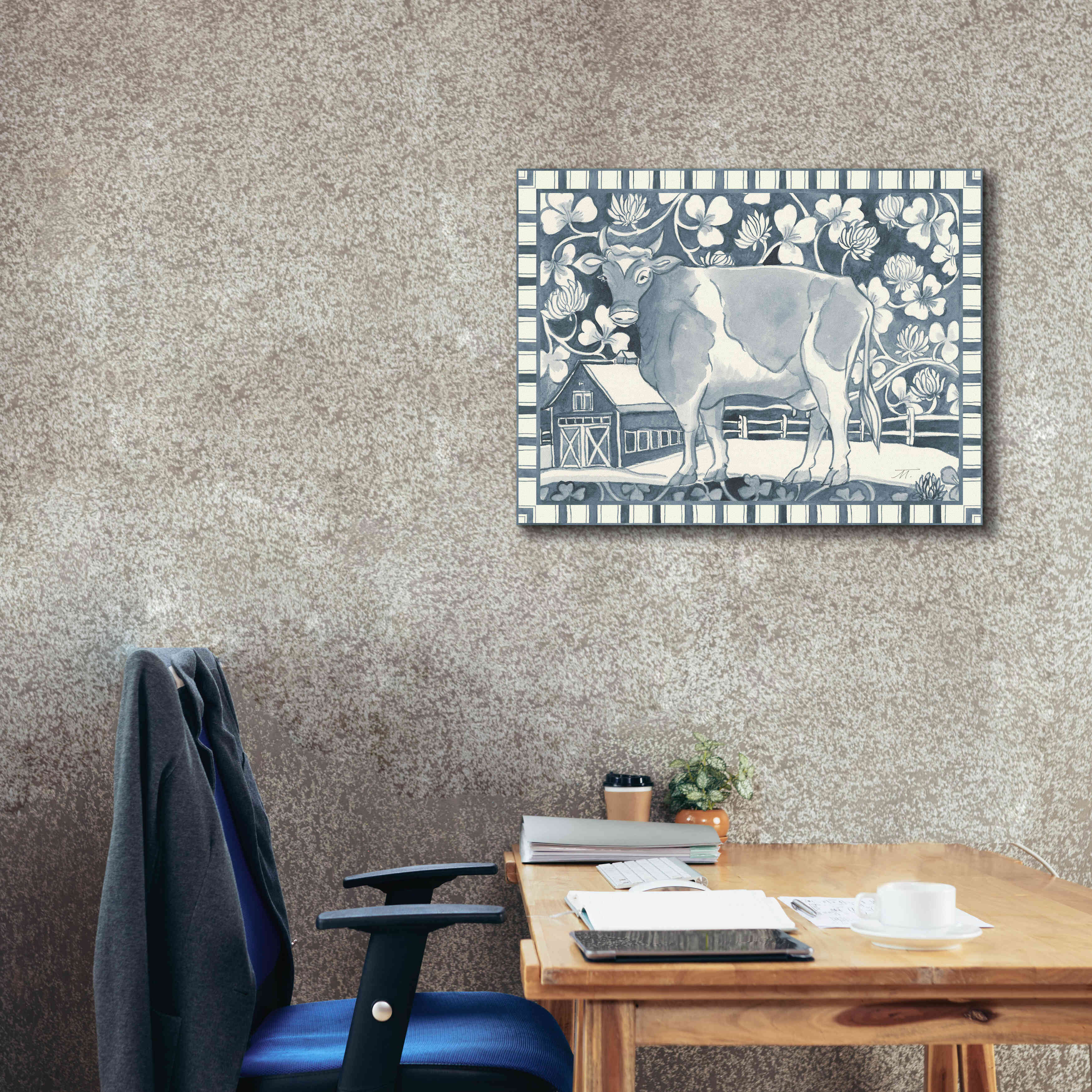 'Farm Life II Stripe Border' by Miranda Thomas, Giclee Canvas Wall Art,34x26