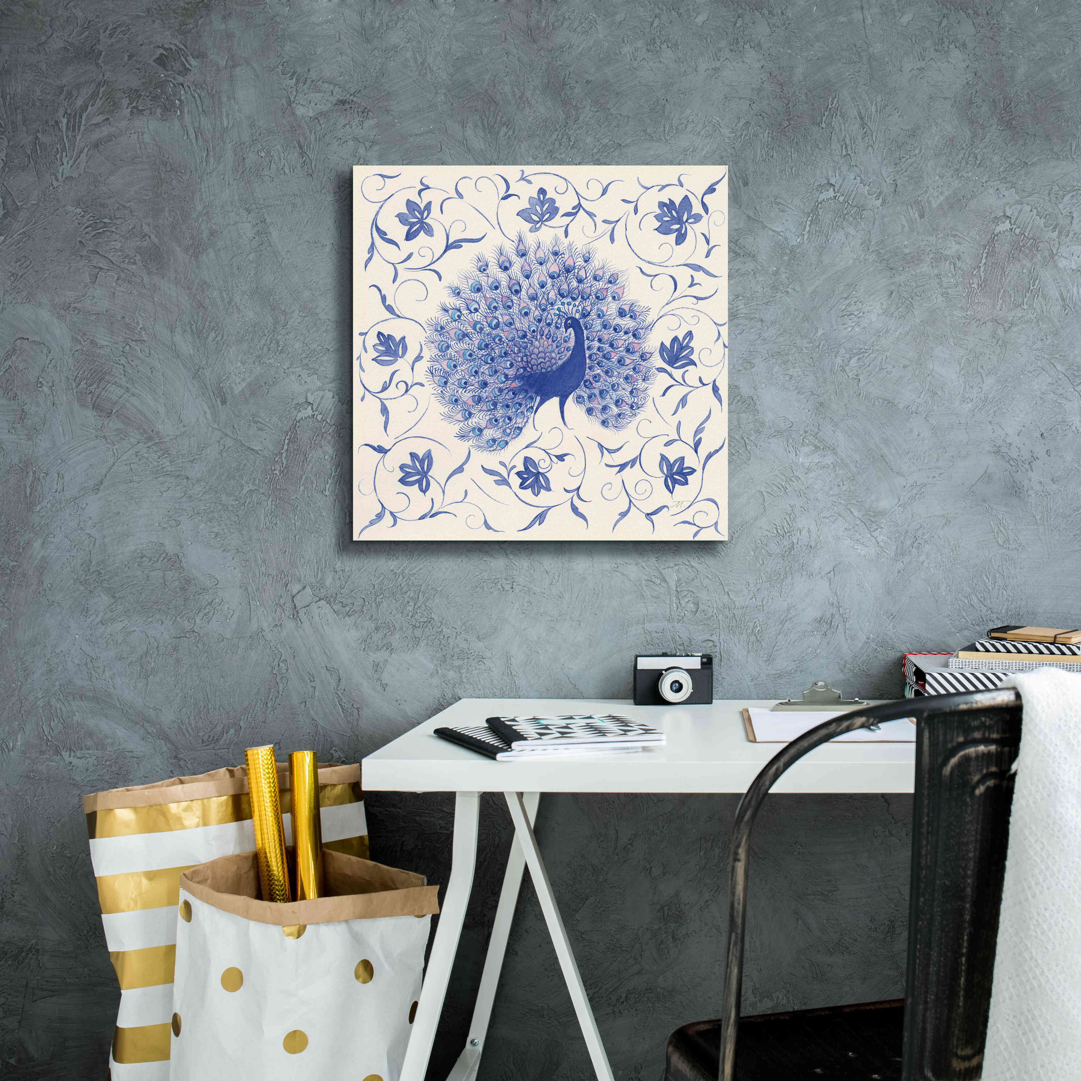 'Peacock Garden I' by Miranda Thomas, Giclee Canvas Wall Art,18x18