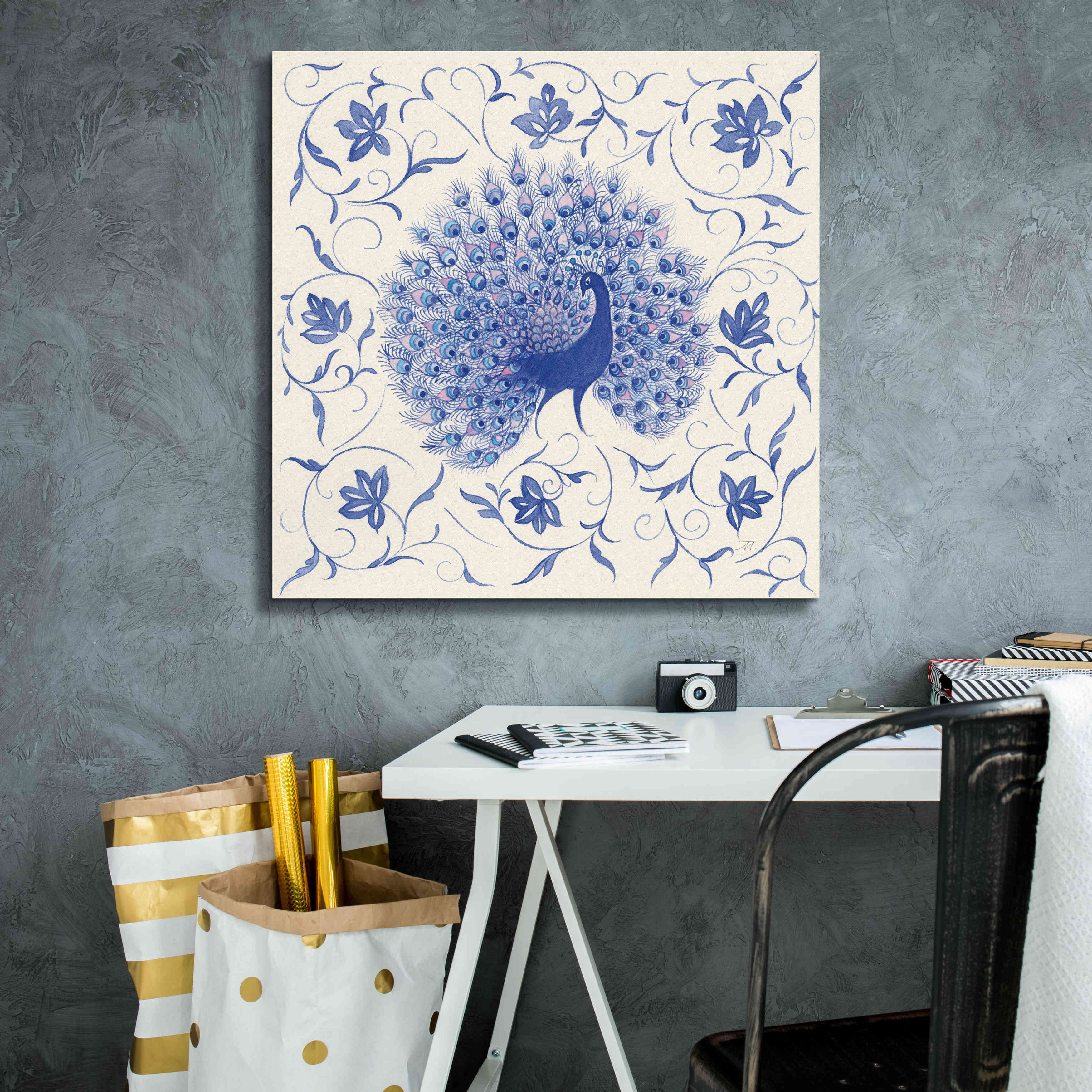 'Peacock Garden I' by Miranda Thomas, Giclee Canvas Wall Art,26x26