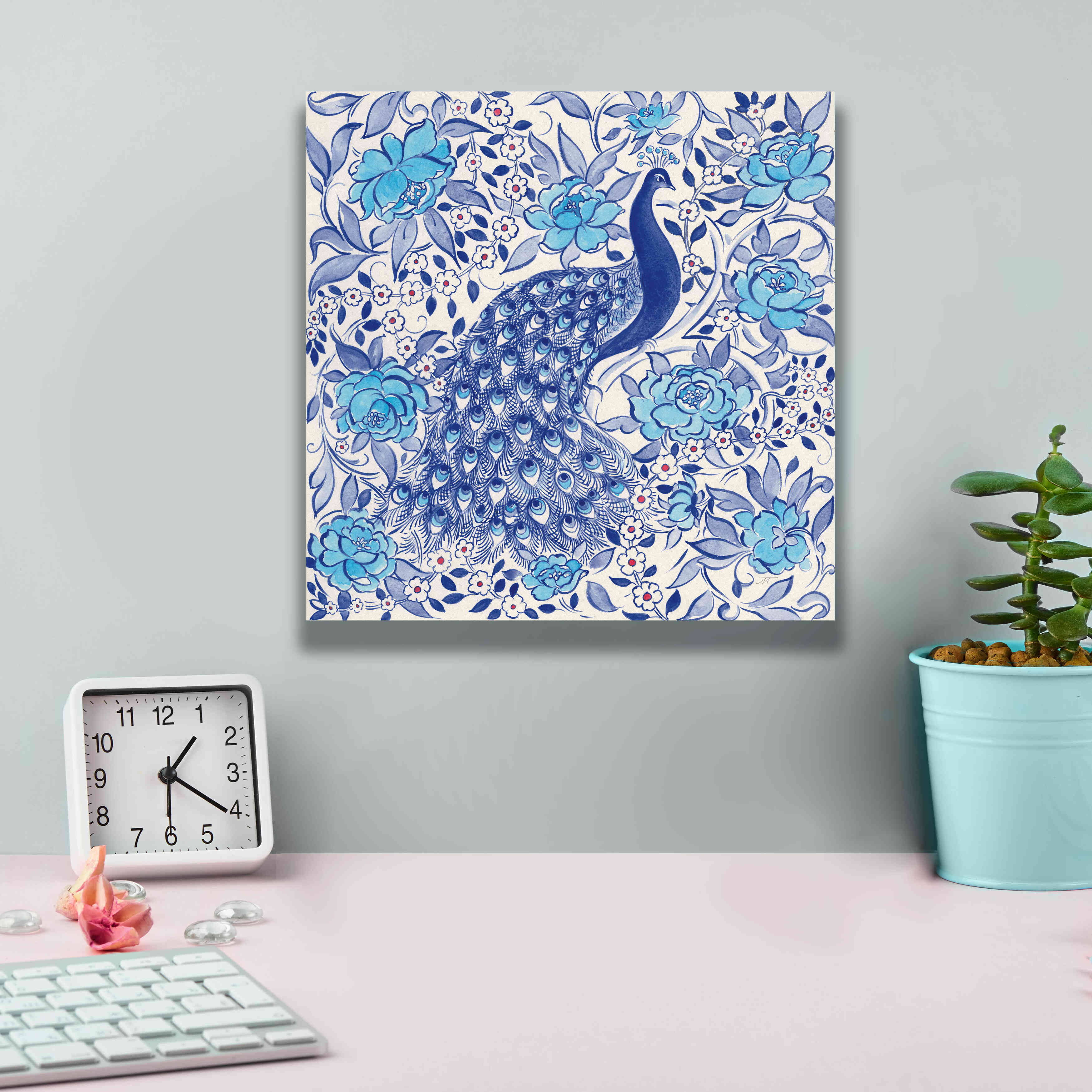 'Peacock Garden III' by Miranda Thomas, Giclee Canvas Wall Art,12x12
