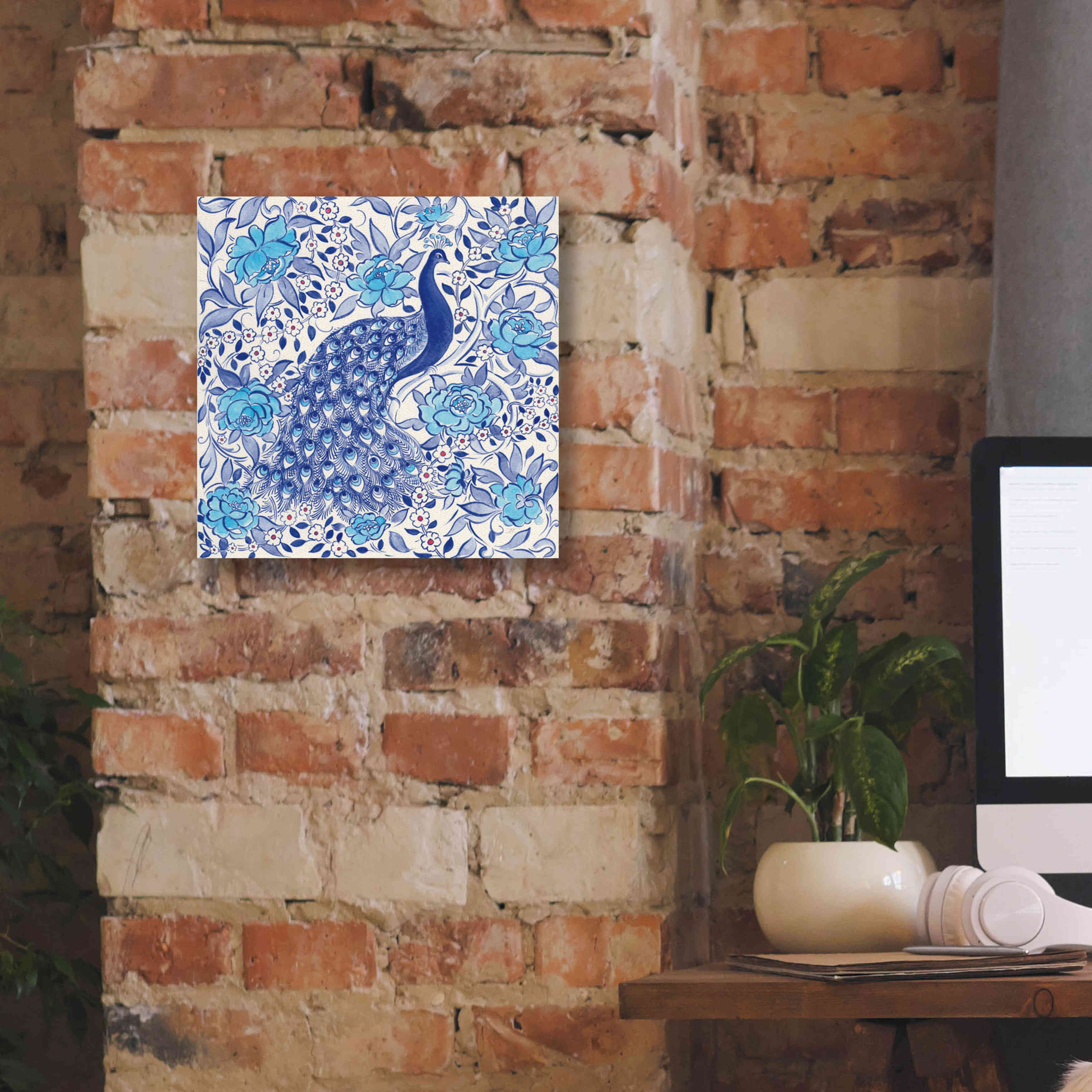 'Peacock Garden III' by Miranda Thomas, Giclee Canvas Wall Art,12x12