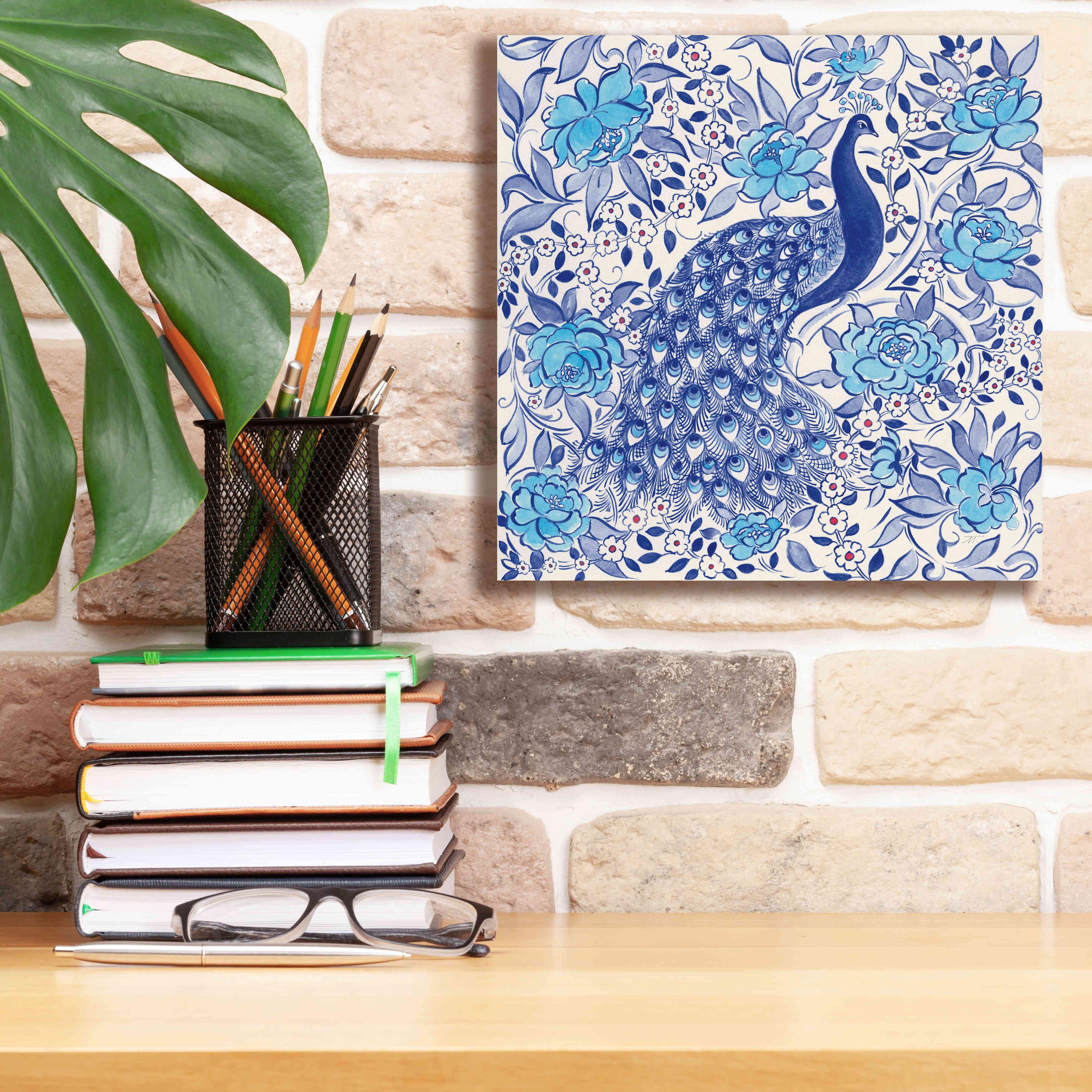 'Peacock Garden III' by Miranda Thomas, Giclee Canvas Wall Art,12x12
