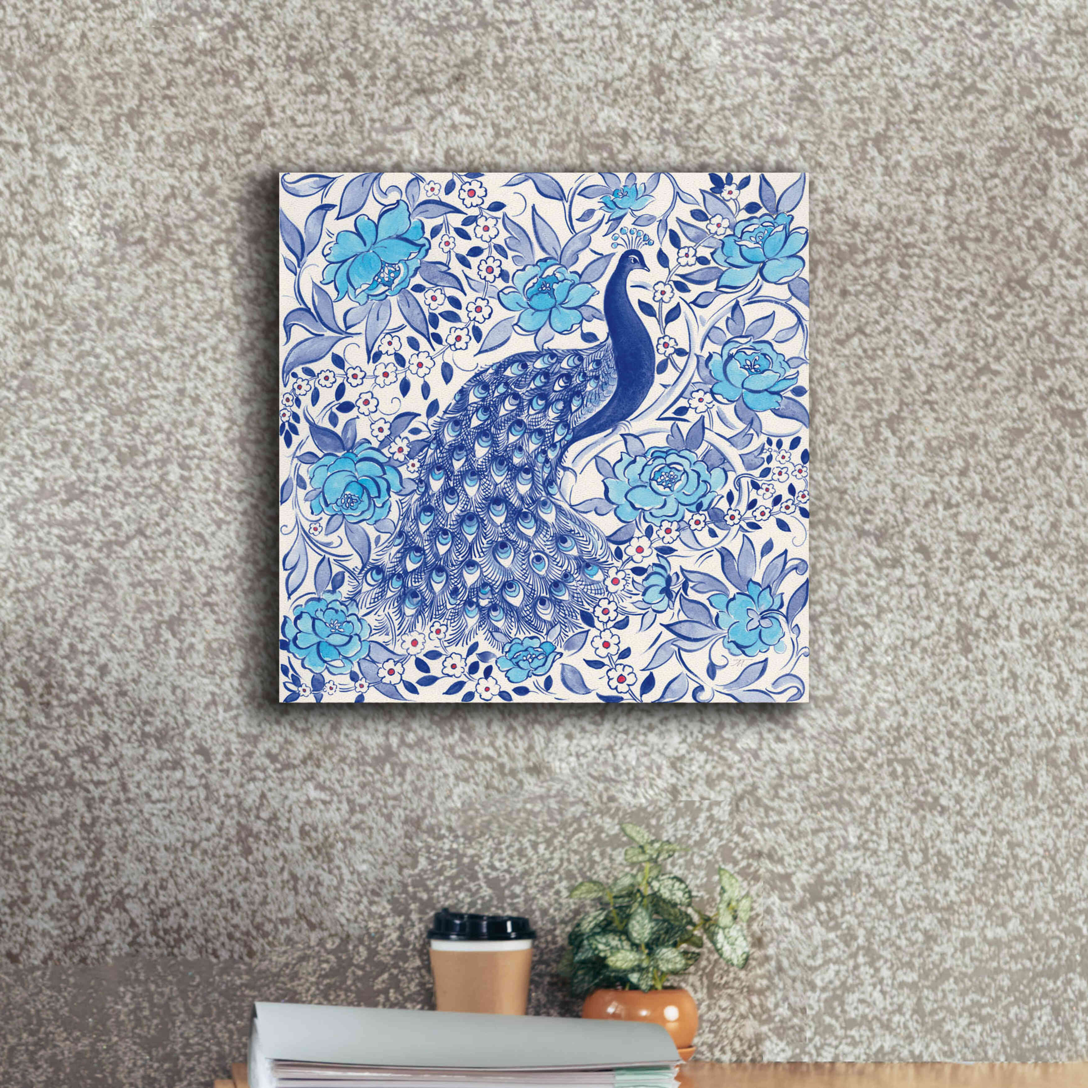 'Peacock Garden III' by Miranda Thomas, Giclee Canvas Wall Art,18x18