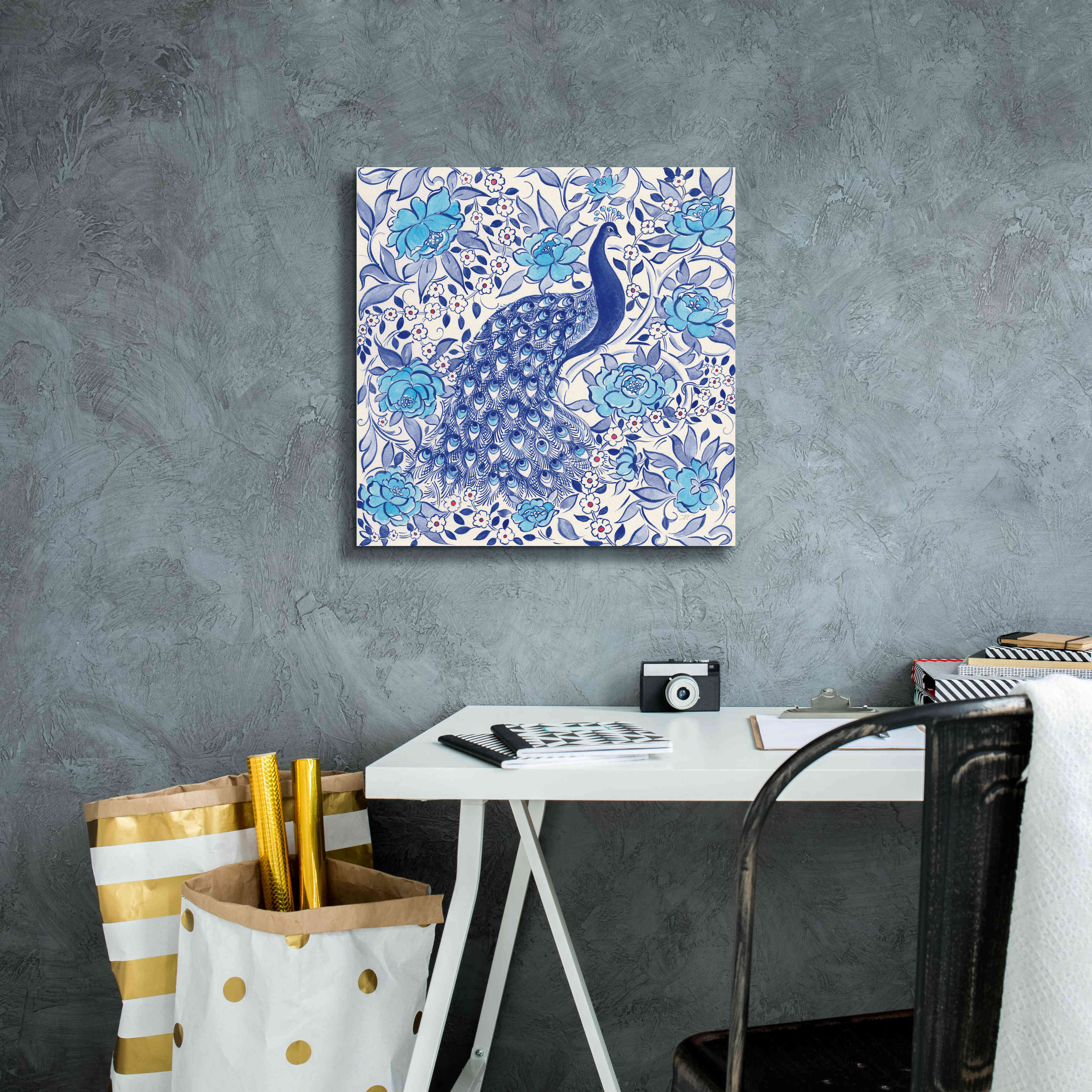 'Peacock Garden III' by Miranda Thomas, Giclee Canvas Wall Art,18x18