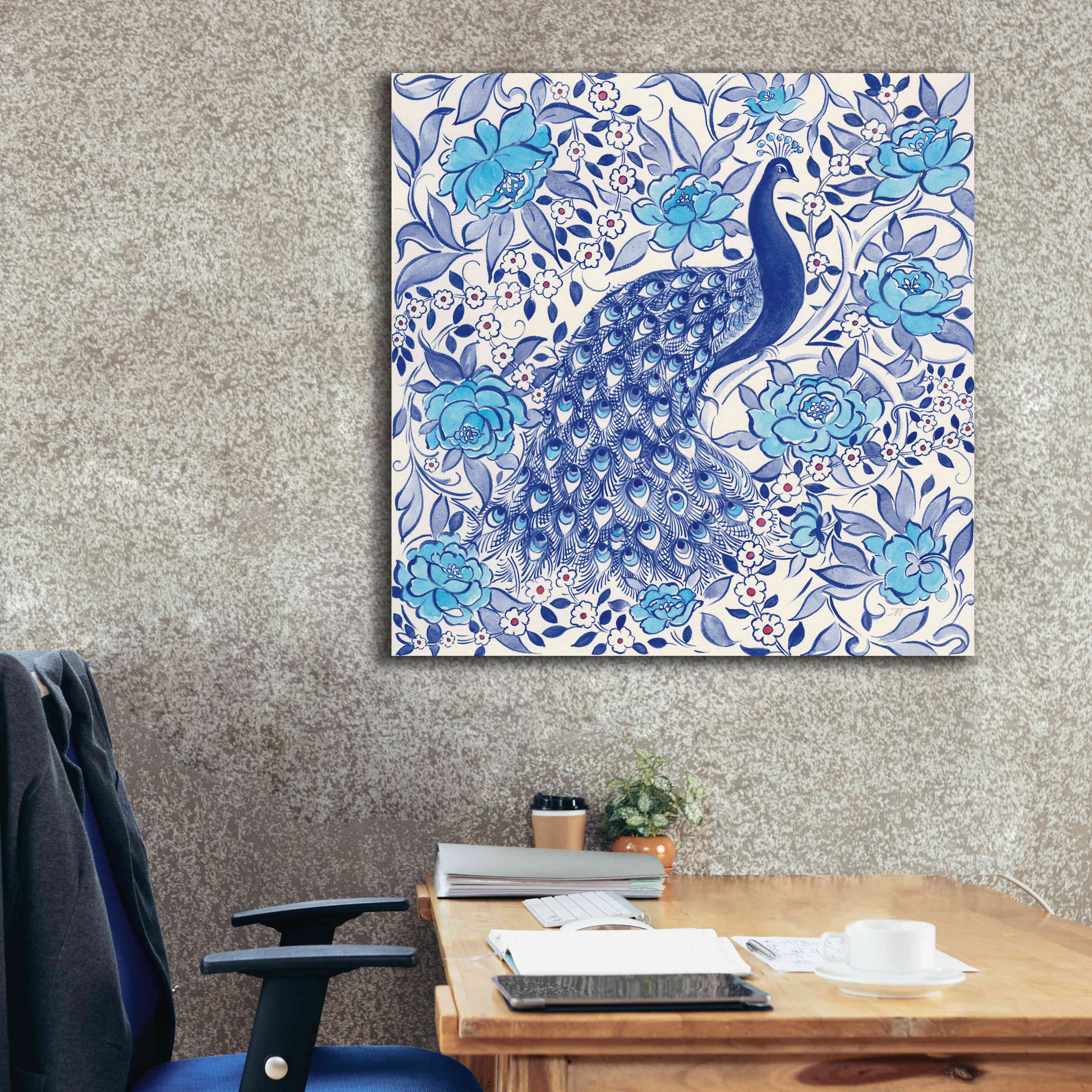 'Peacock Garden III' by Miranda Thomas, Giclee Canvas Wall Art,37x37
