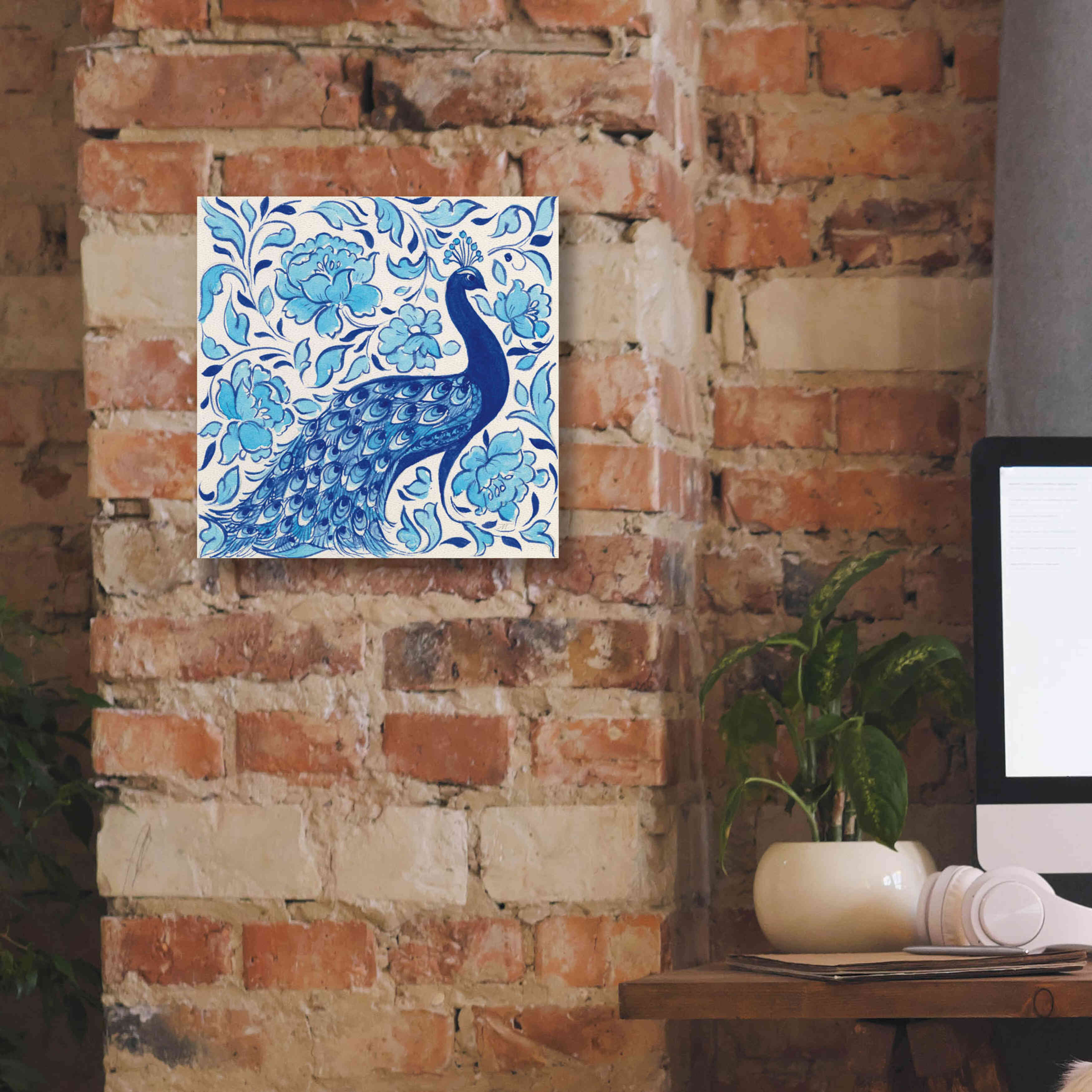 'Peacock Garden IV' by Miranda Thomas, Giclee Canvas Wall Art,12x12