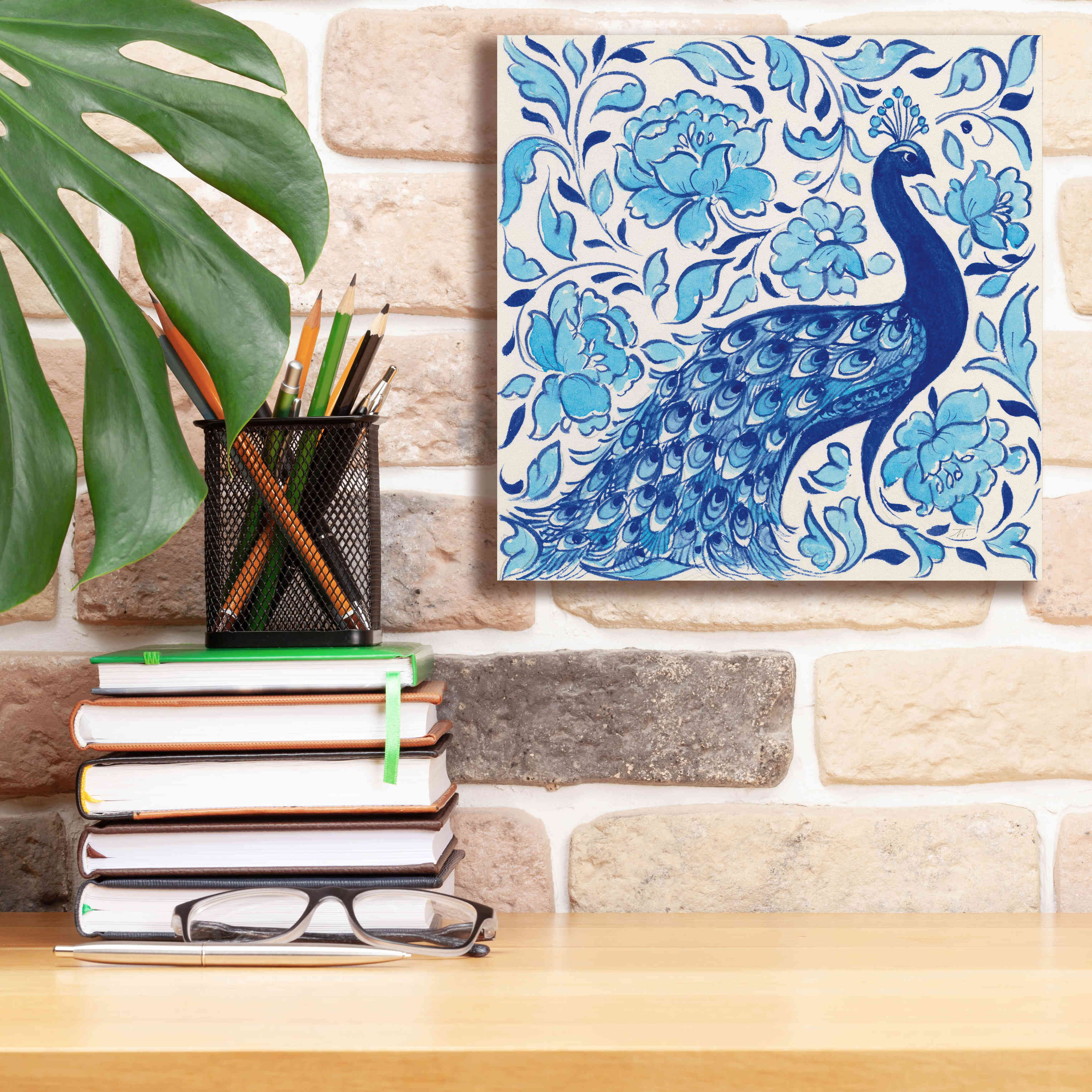 'Peacock Garden IV' by Miranda Thomas, Giclee Canvas Wall Art,12x12