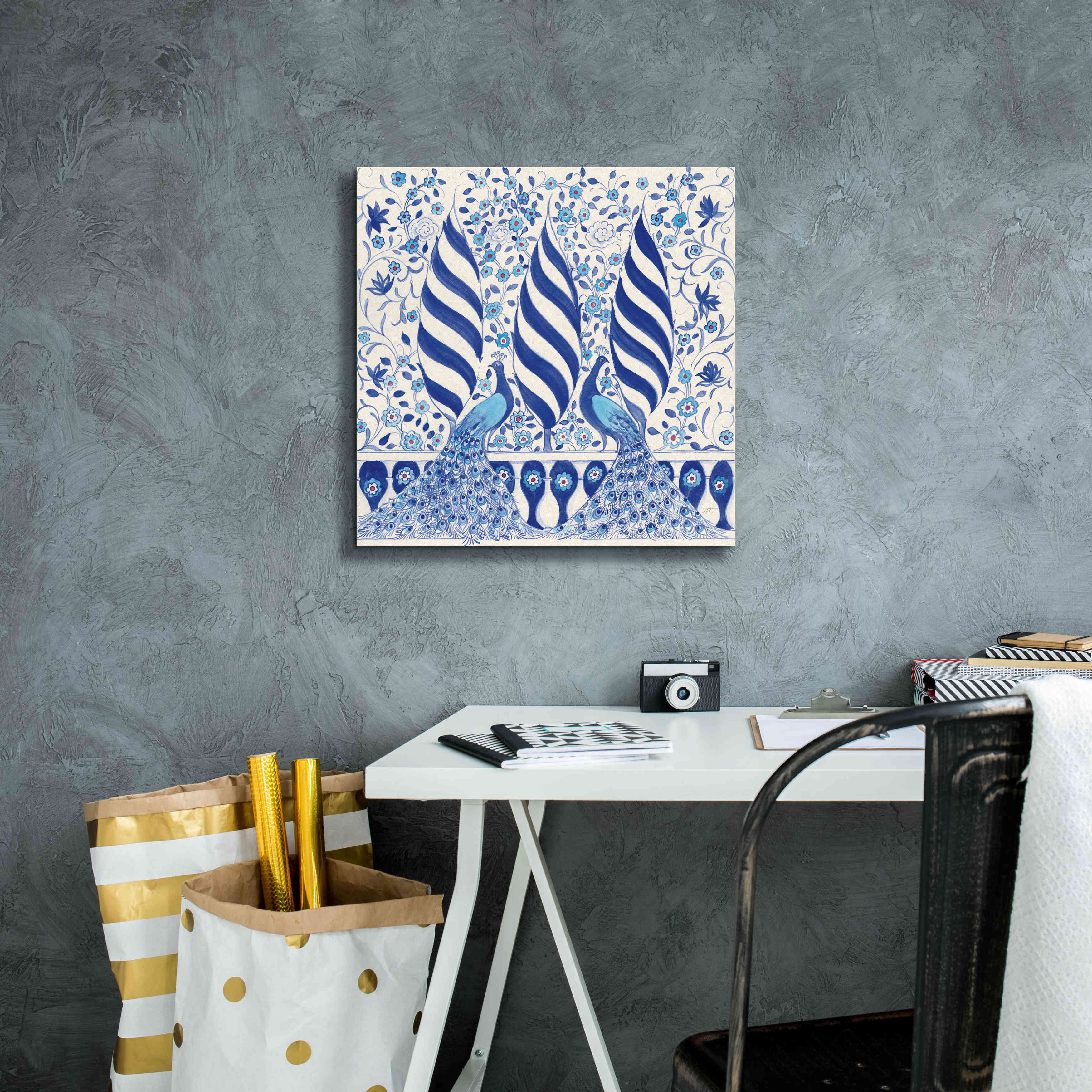 'Peacock Garden V' by Miranda Thomas, Giclee Canvas Wall Art,18x18
