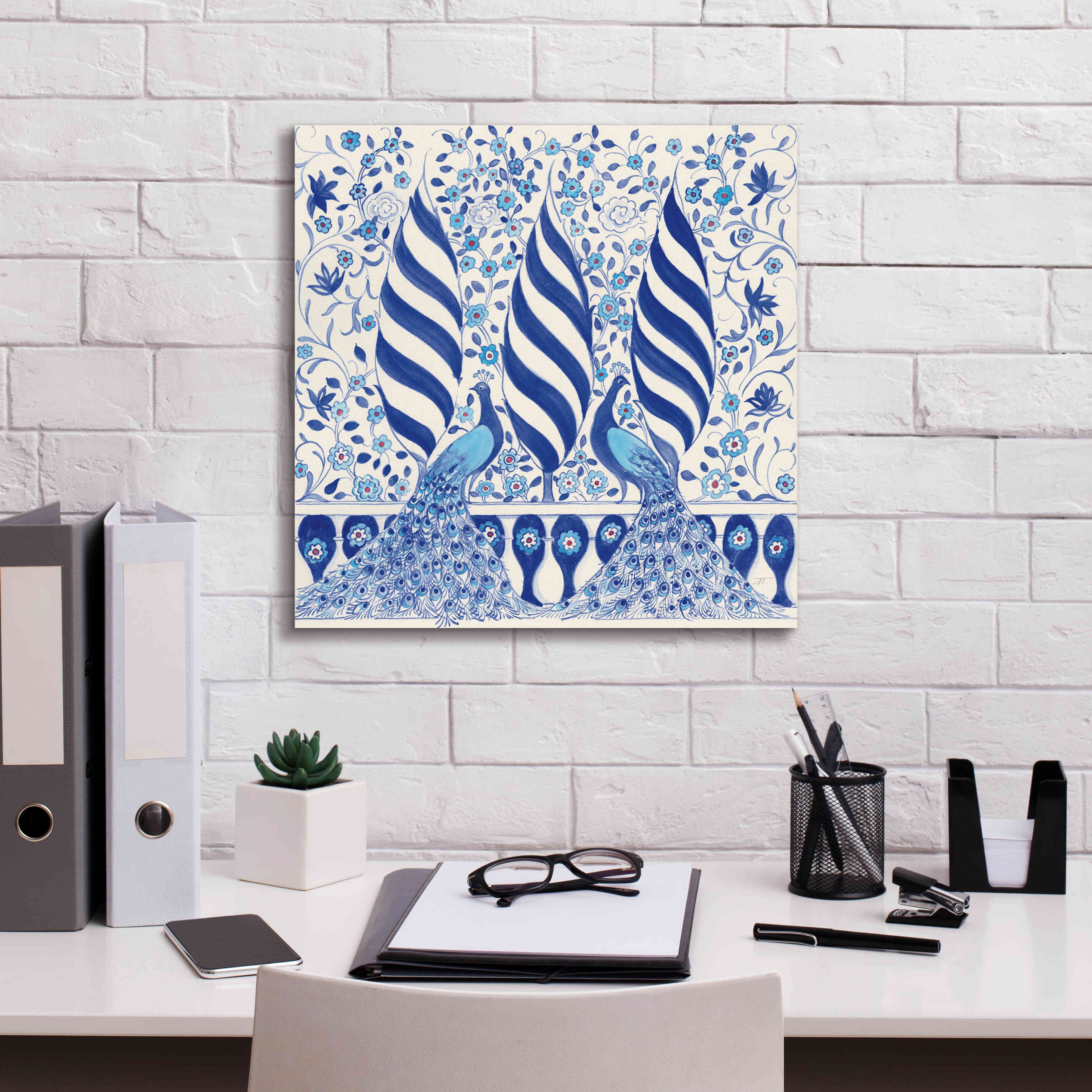 'Peacock Garden V' by Miranda Thomas, Giclee Canvas Wall Art,18x18