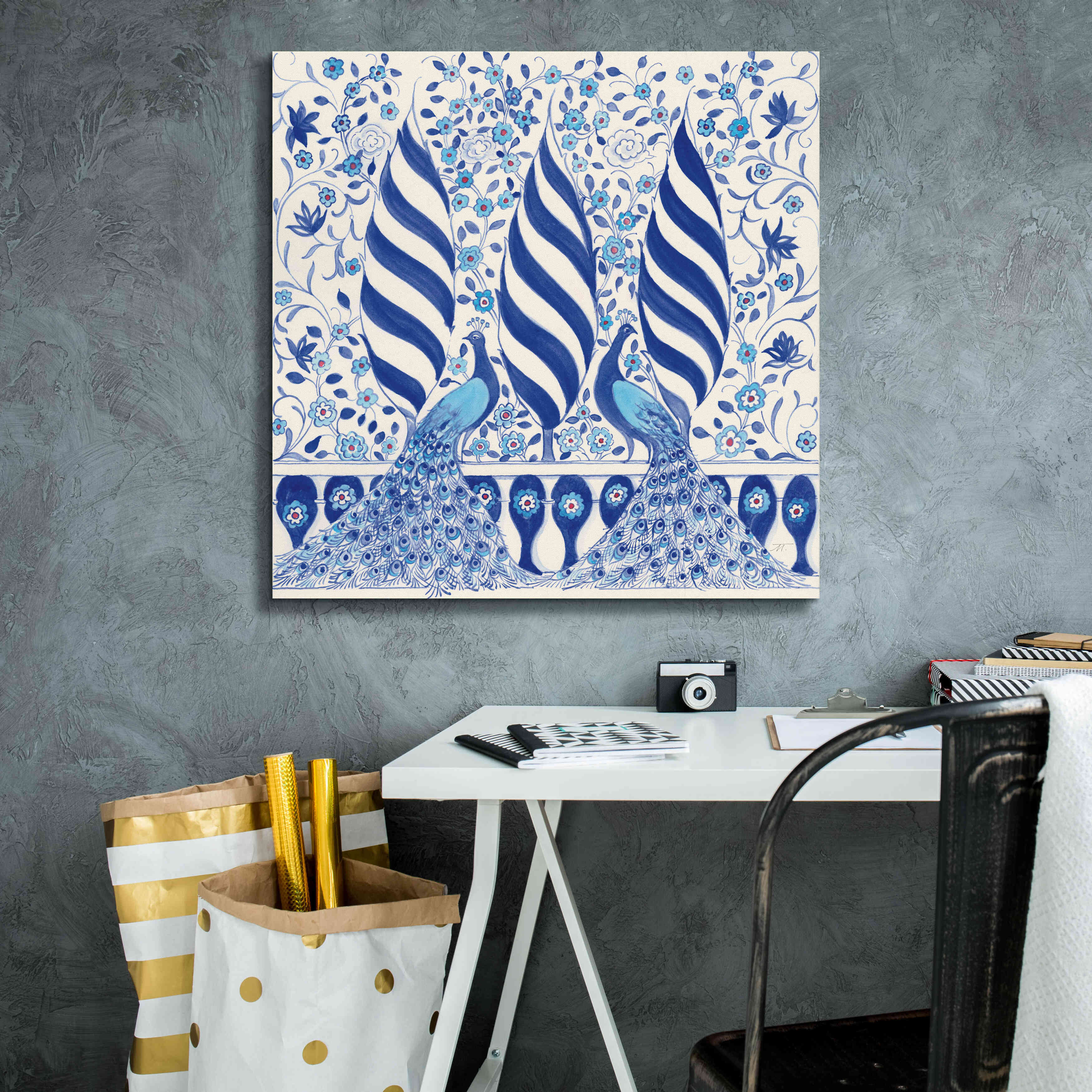 'Peacock Garden V' by Miranda Thomas, Giclee Canvas Wall Art,26x26
