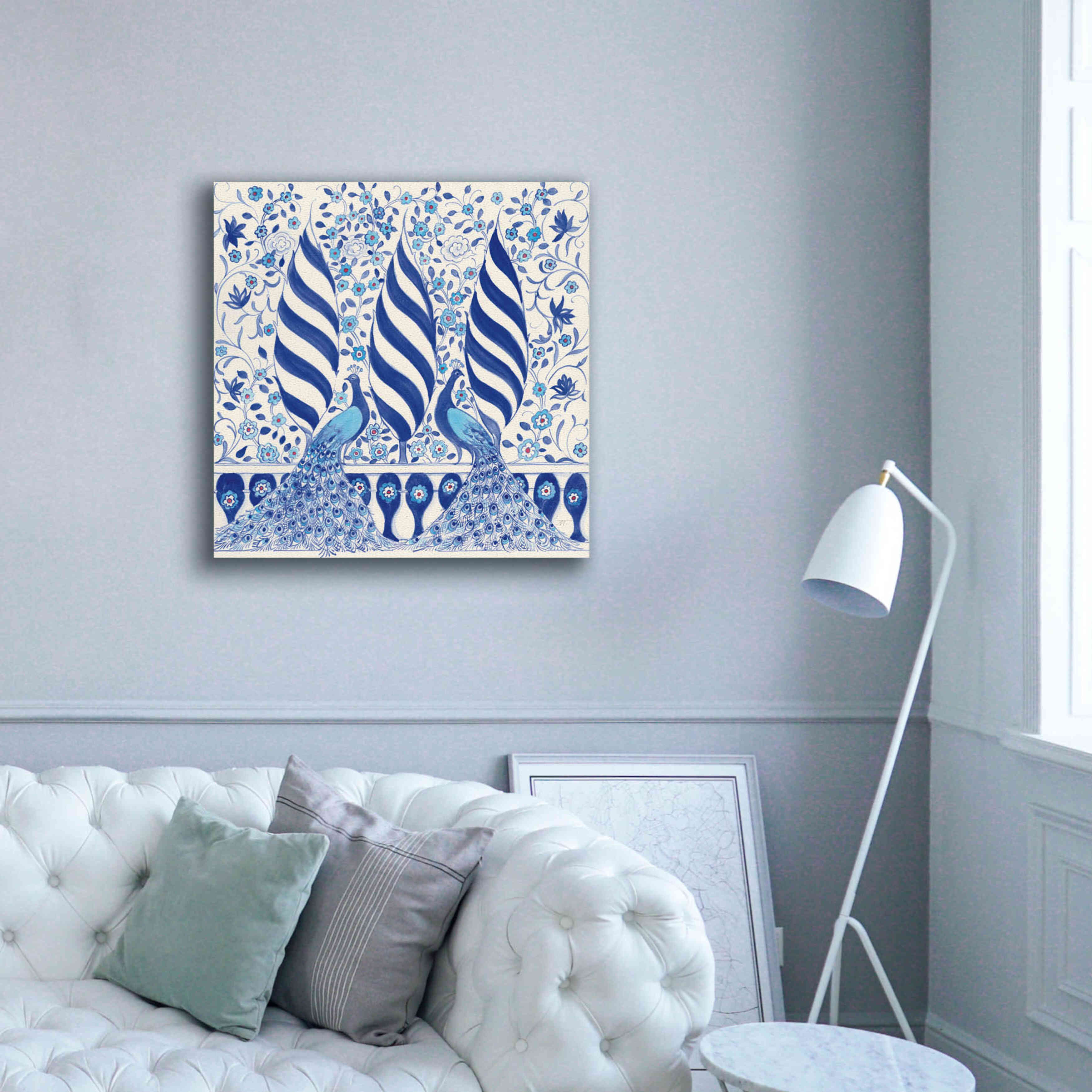 'Peacock Garden V' by Miranda Thomas, Giclee Canvas Wall Art,37x37