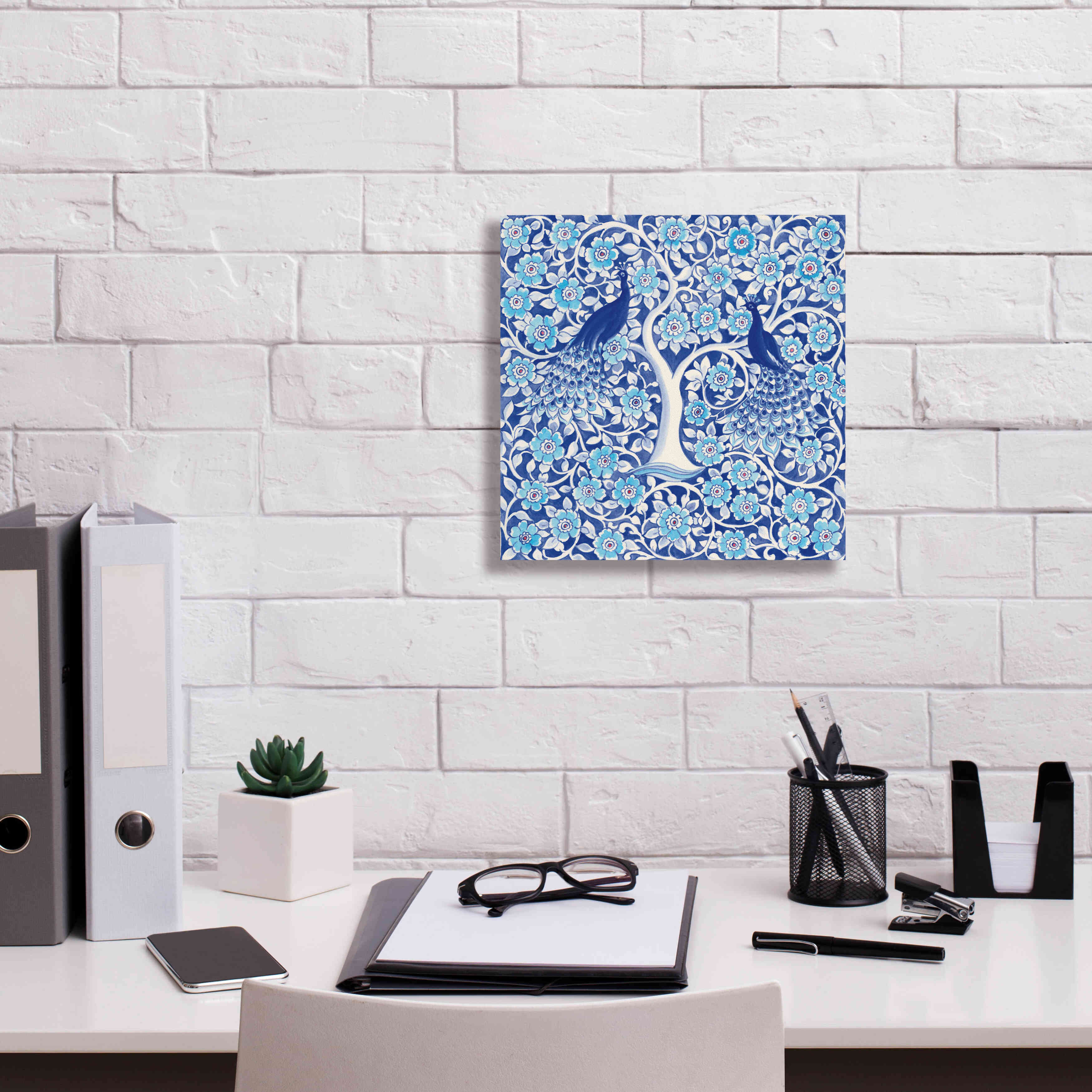 'Peacock Garden VII' by Miranda Thomas, Giclee Canvas Wall Art,12x12