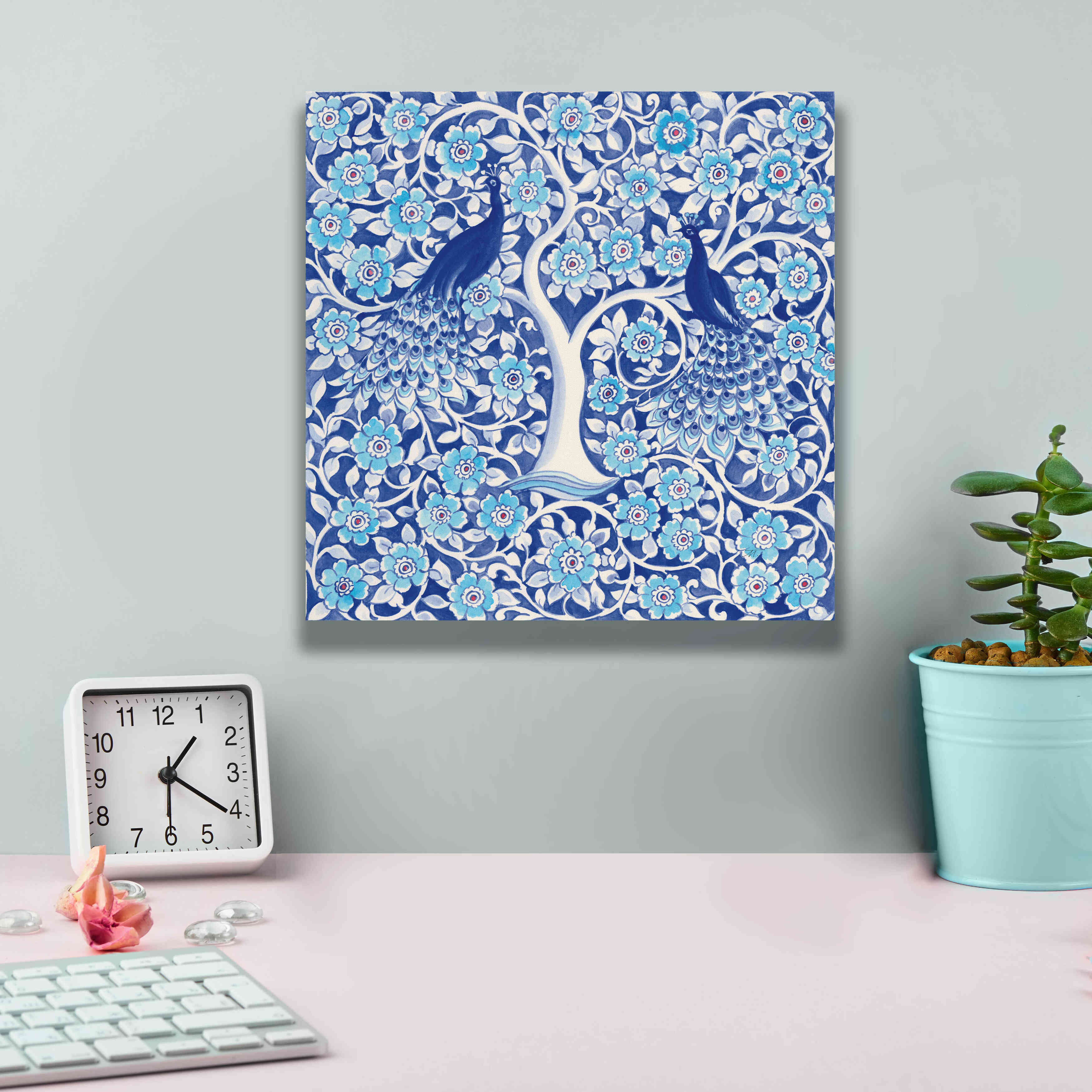 'Peacock Garden VII' by Miranda Thomas, Giclee Canvas Wall Art,12x12