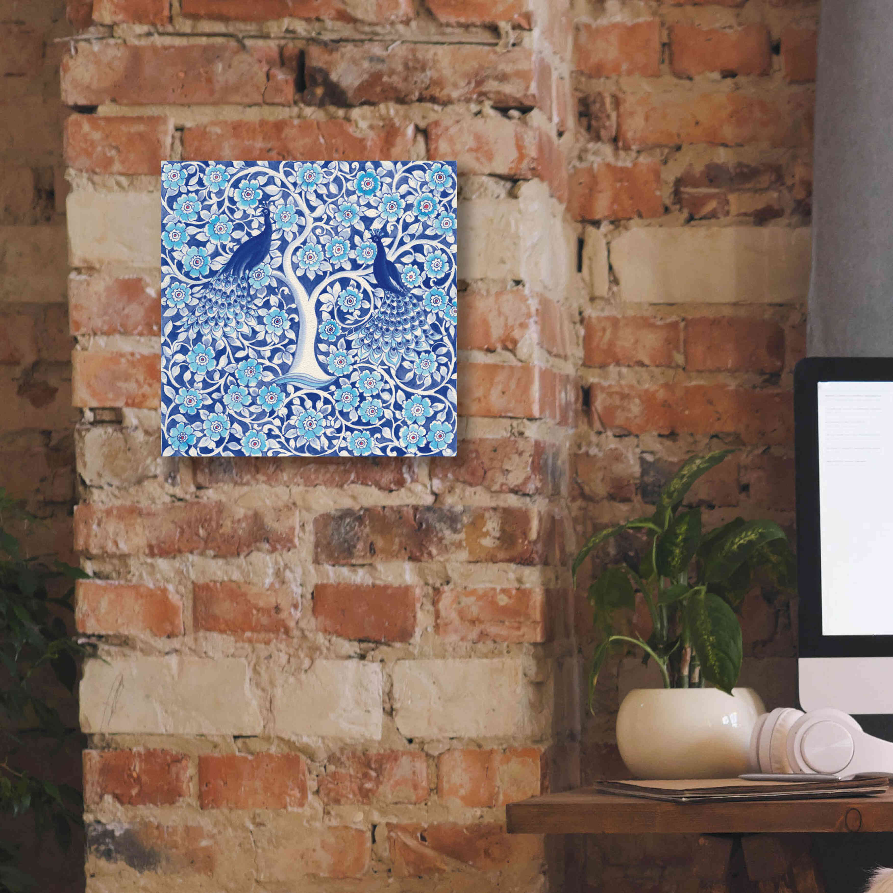 'Peacock Garden VII' by Miranda Thomas, Giclee Canvas Wall Art,12x12