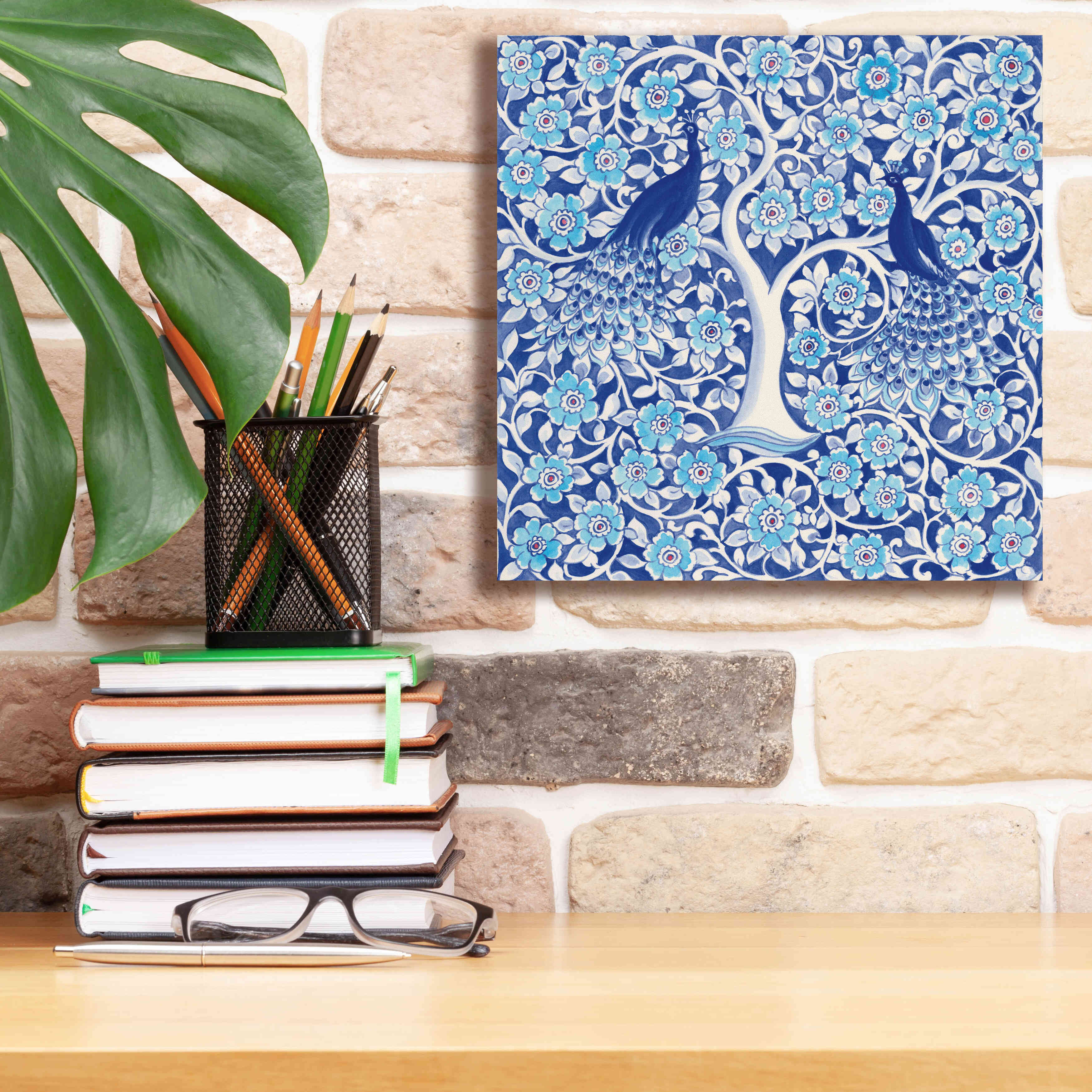 'Peacock Garden VII' by Miranda Thomas, Giclee Canvas Wall Art,12x12