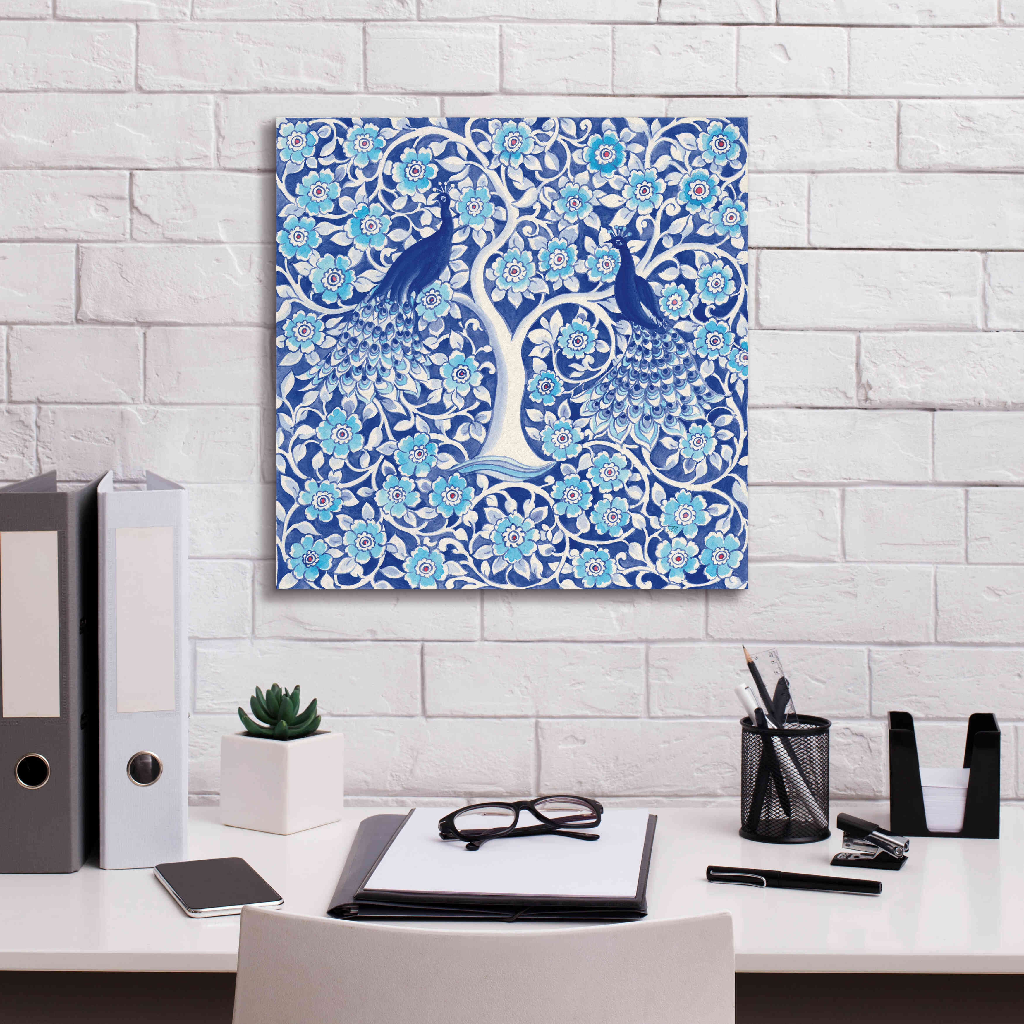 'Peacock Garden VII' by Miranda Thomas, Giclee Canvas Wall Art,18x18