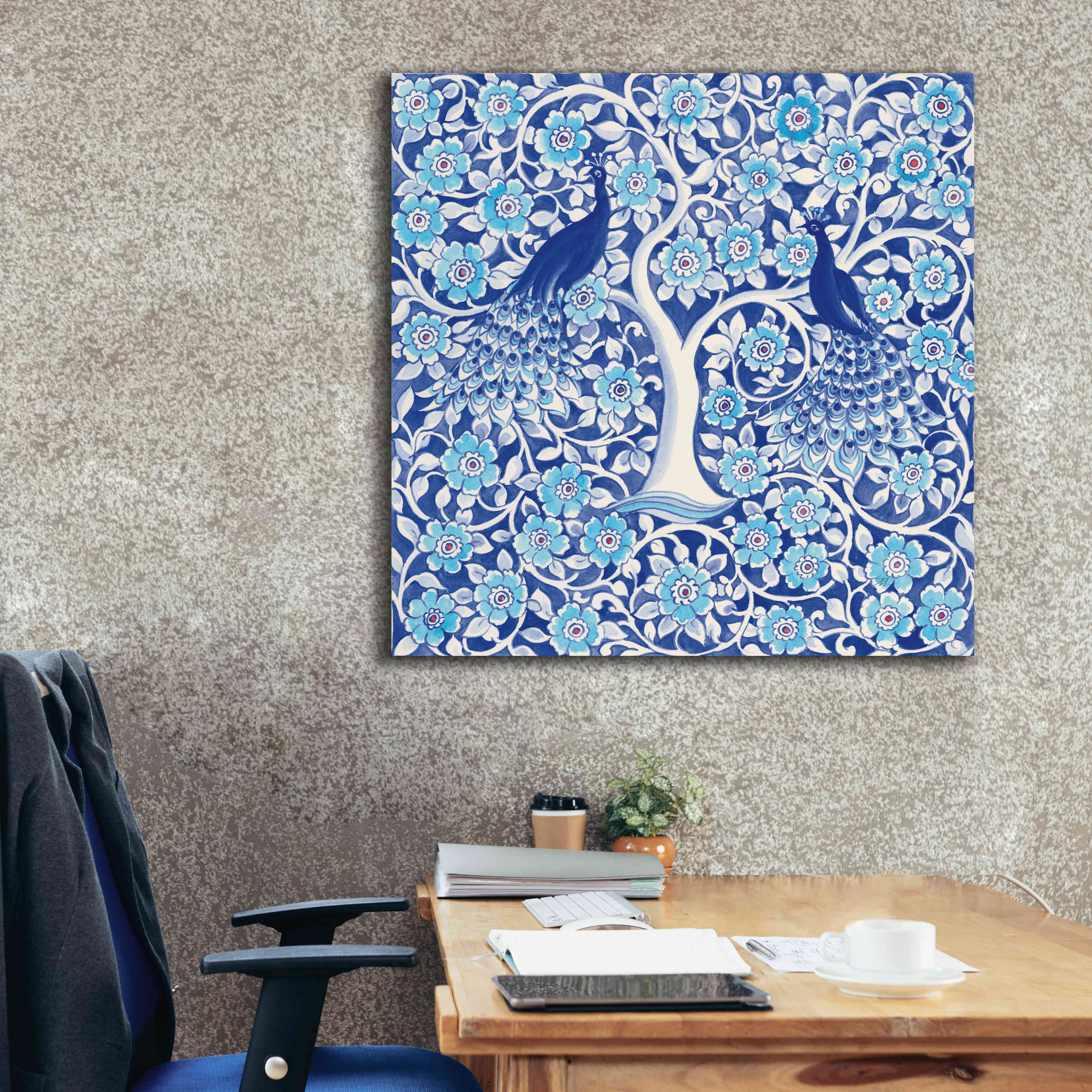 'Peacock Garden VII' by Miranda Thomas, Giclee Canvas Wall Art,37x37
