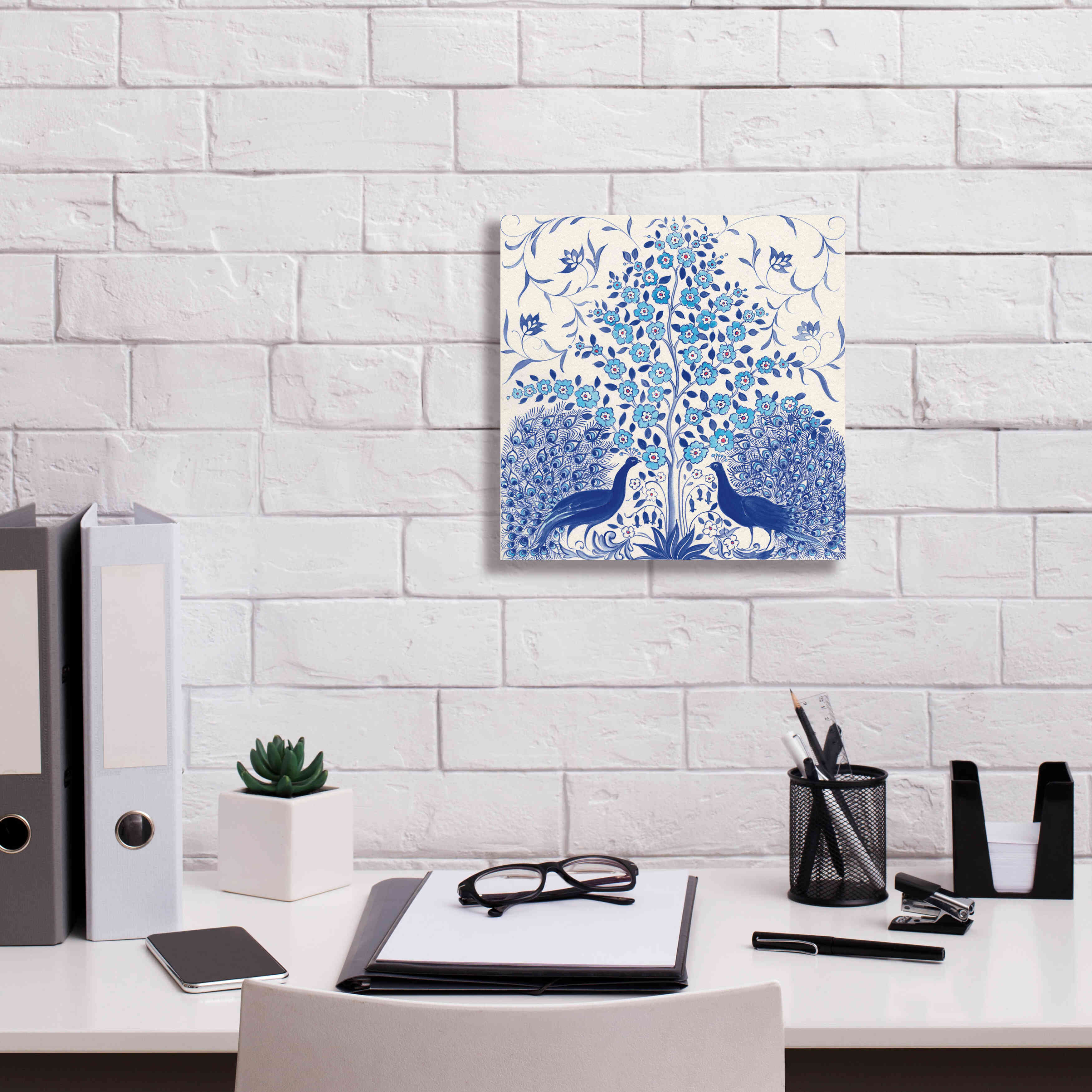 'Peacock Garden VIII' by Miranda Thomas, Giclee Canvas Wall Art,12x12